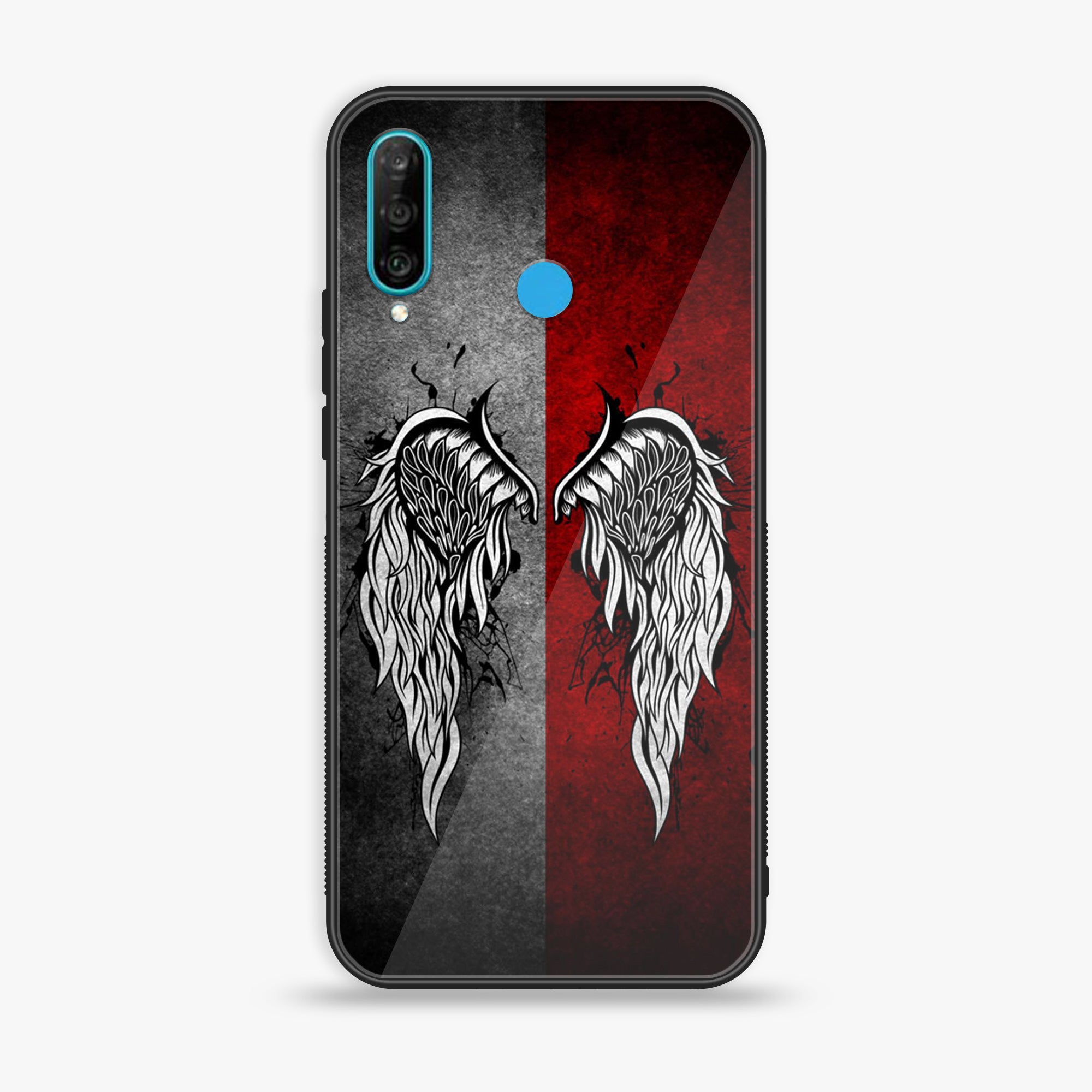 Huawei P30 lite - Angel wings Series - Premium Printed Glass soft Bumper shock Proof Case