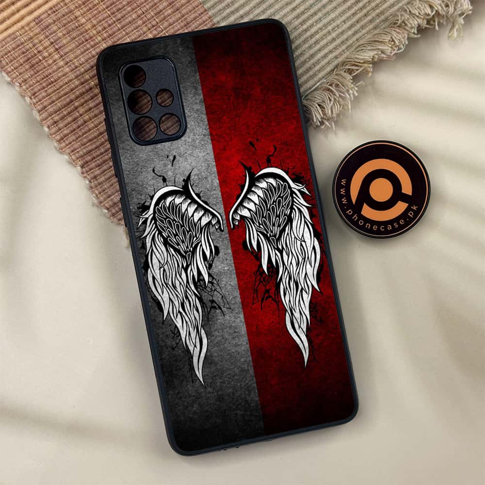Samsung Galaxy A71 - Angel Wing Series - Premium Metal Printed soft Bumper shock Proof Case