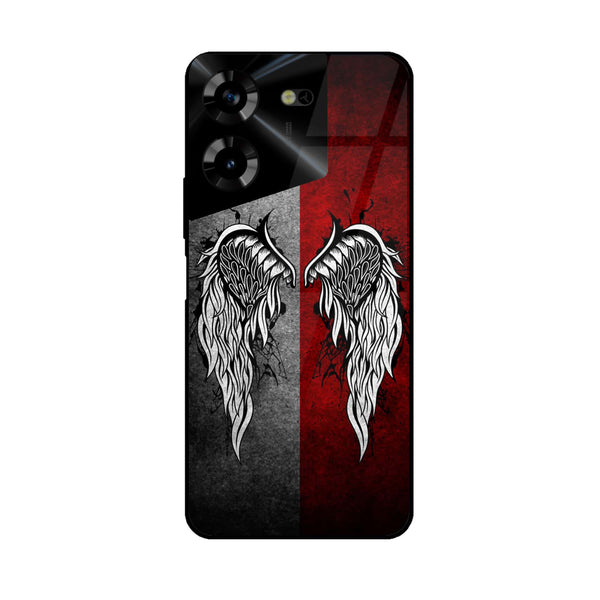 Tecno Pova 5 Pro - Angel Wings Design 2- Premium Printed Glass soft Bumper shock Proof Case CS-44893