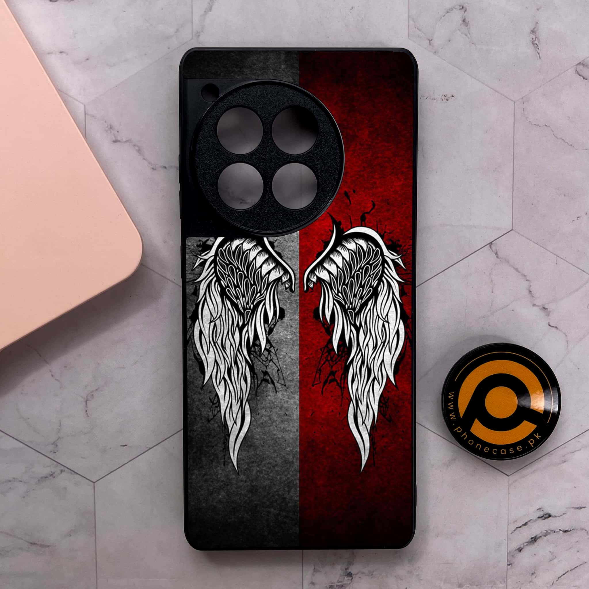 OnePlus 12R - Angel Wings Series - Premium Metal Printed soft Bumper shock Proof Case