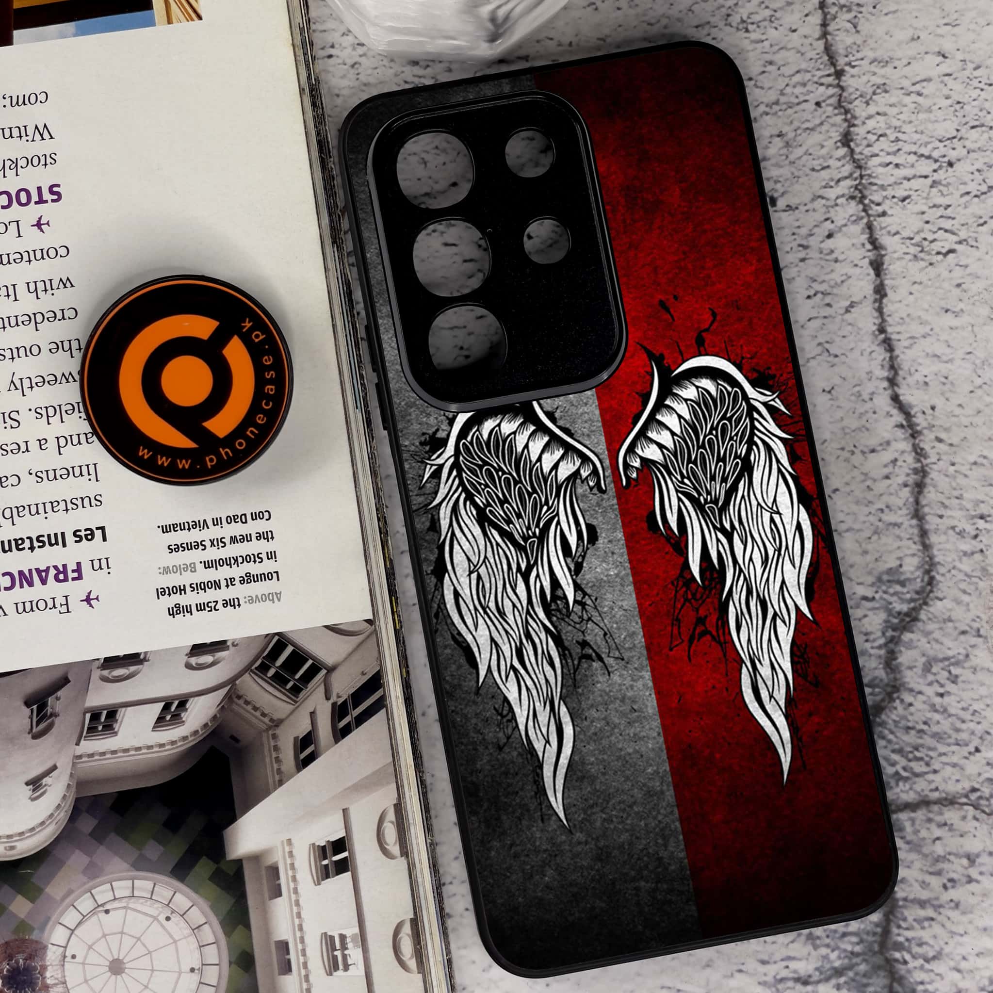 Vivo Y29 4G - Angel Wings Series - Premium Metal Printed soft Bumper Shock Proof Case