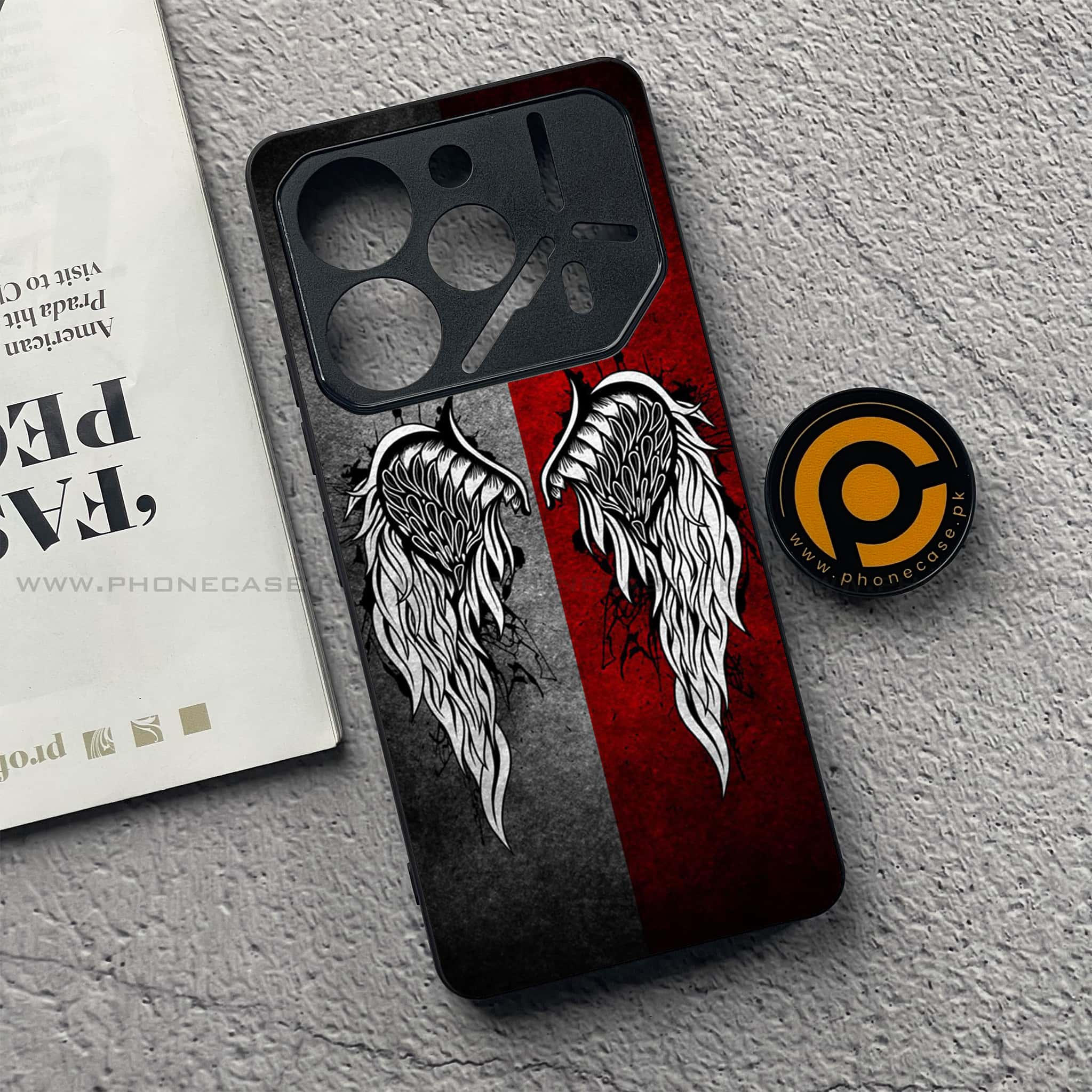 Tecno Pova 6 - Angel Wings Series - Premium Printed Glass soft Bumper shock Proof Case