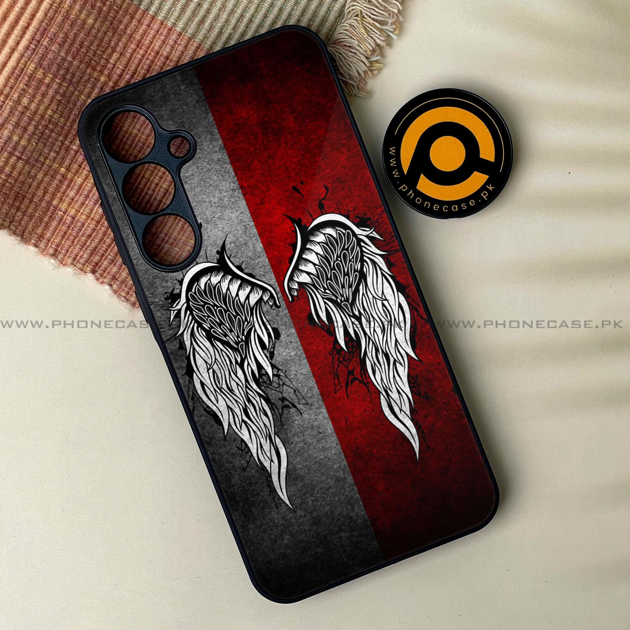 Samsung Galaxy A54 - Angel Wings Series - Premium Printed Glass soft Bumper shock Proof Case