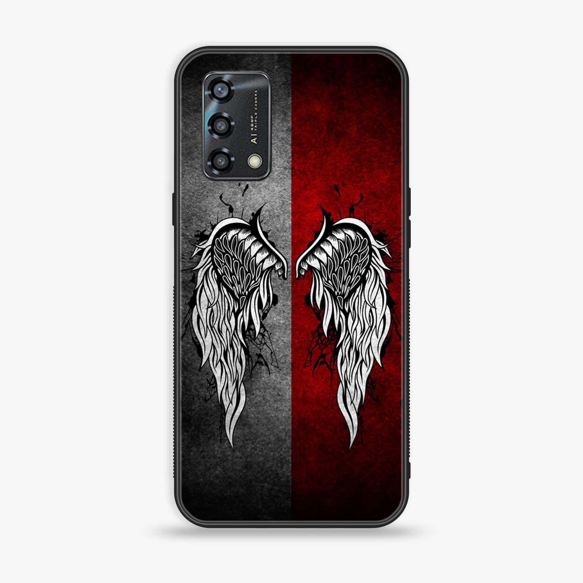 Oppo A95 - Angel Wings Series - Premium Printed Glass soft Bumper shock Proof Case