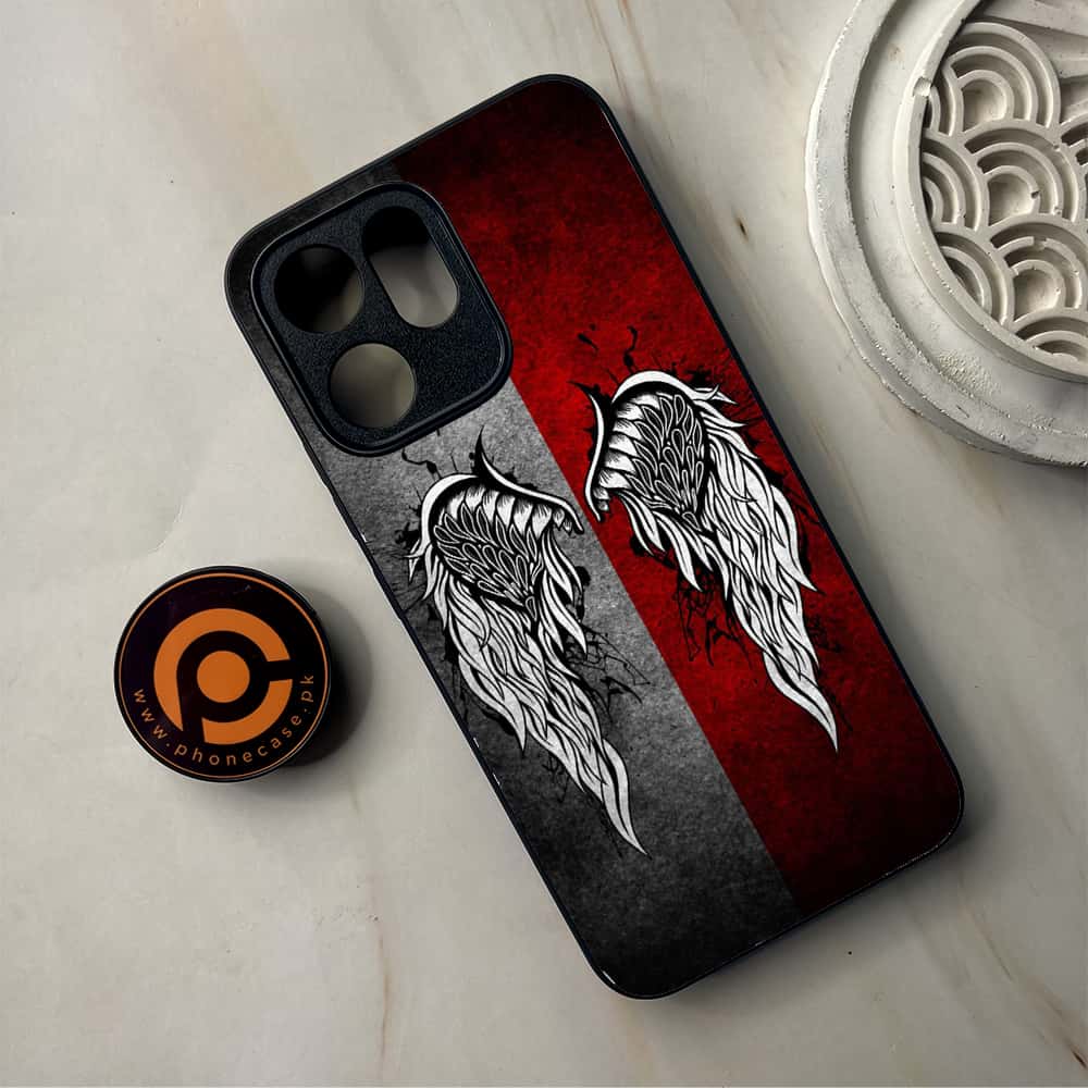 Oppo Reno 14F - Angel Wings Series - Premium Metal Printed Soft Bumper Shockproof Case