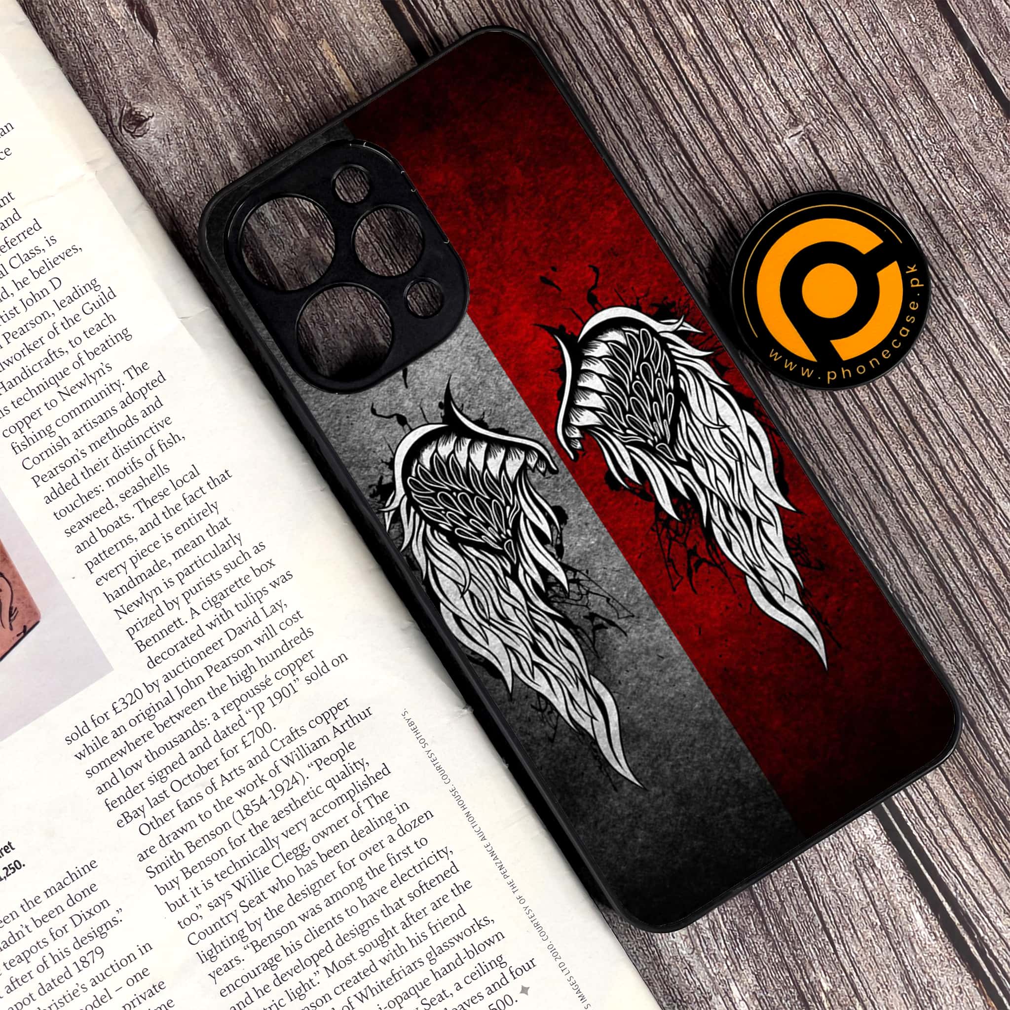 Xiaomi Redmi 12 - Angel Wings Series - Premium Printed Glass soft Bumper shock Proof Case
