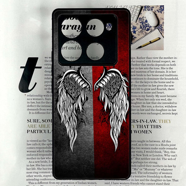 Infinix Note 40 Pro 4G - Angel Wings Design 2- Premium Printed Glass soft Bumper shock Proof Case  CS-24203