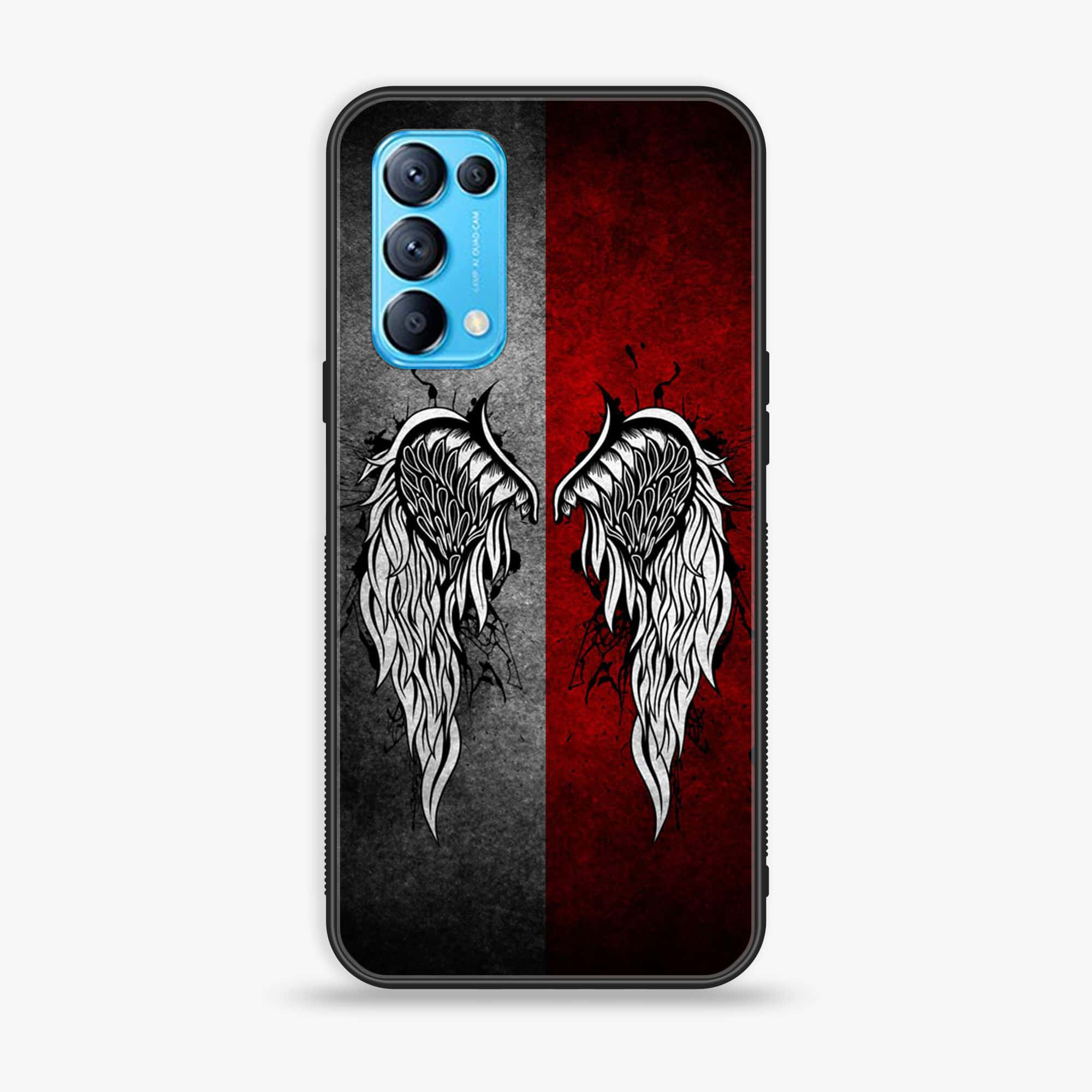 Oppo Reno 5 Angel Wing Series Premium Printed Glass soft Bumper shock Proof Case