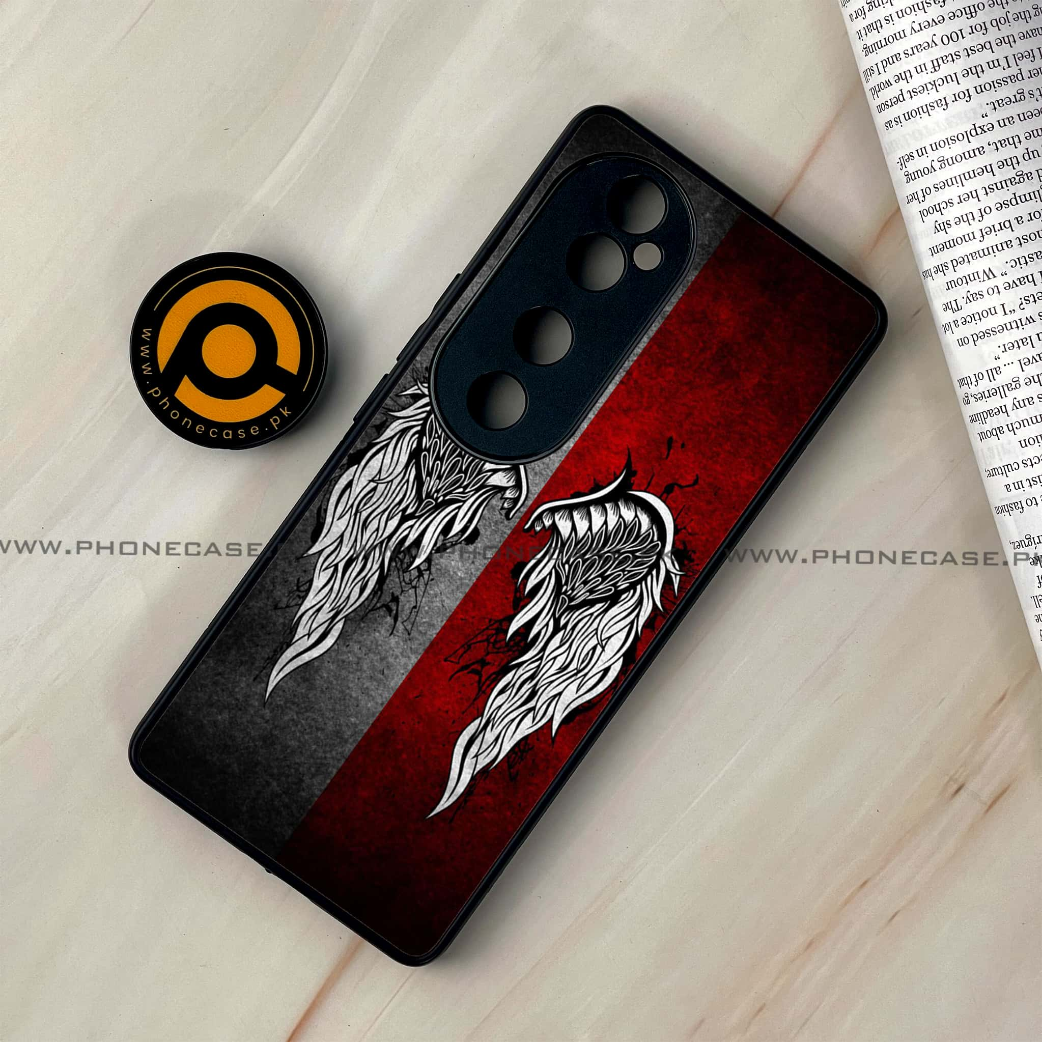 Vivo V40 - Angel Wings Series - Premium Printed Glass soft Bumper shock Proof Case