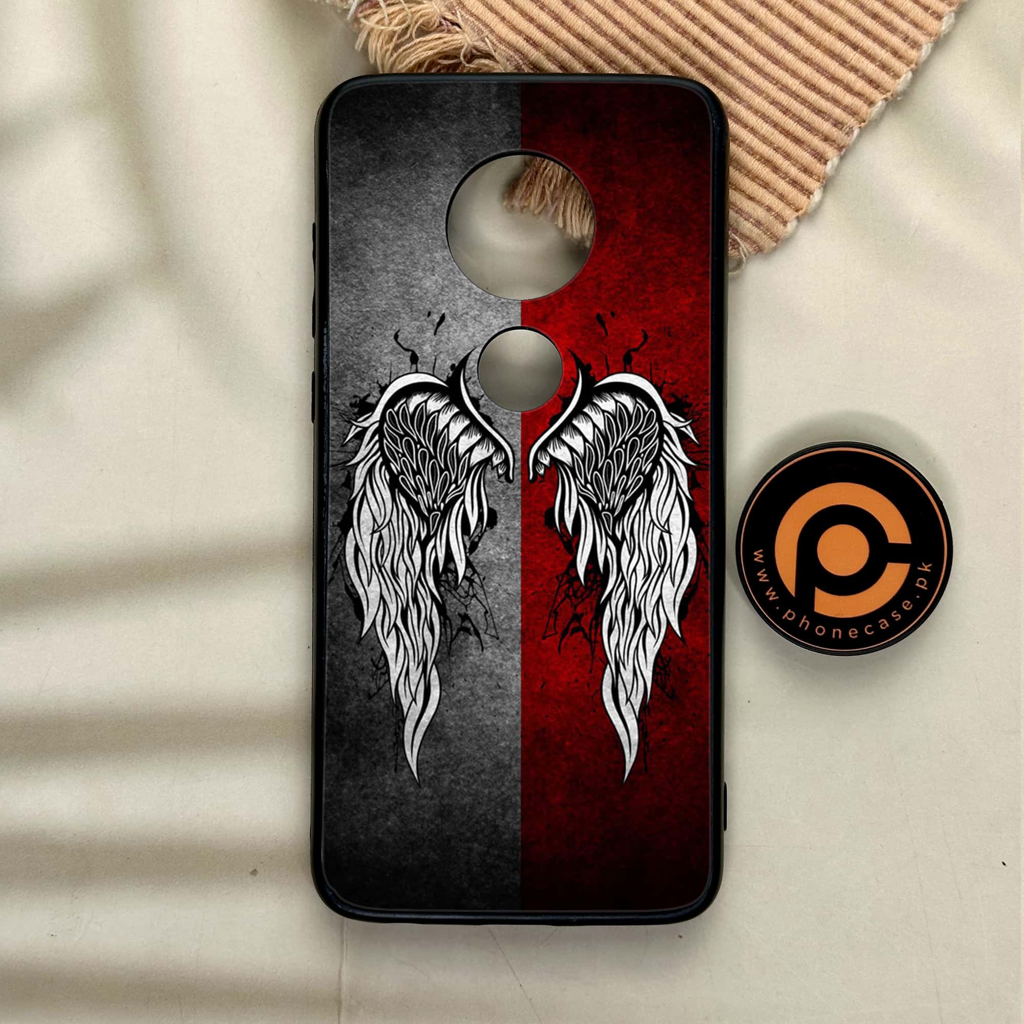 Moto G7 - Angel Wings Series - Premium Printed Glass soft Bumper shock Proof Case