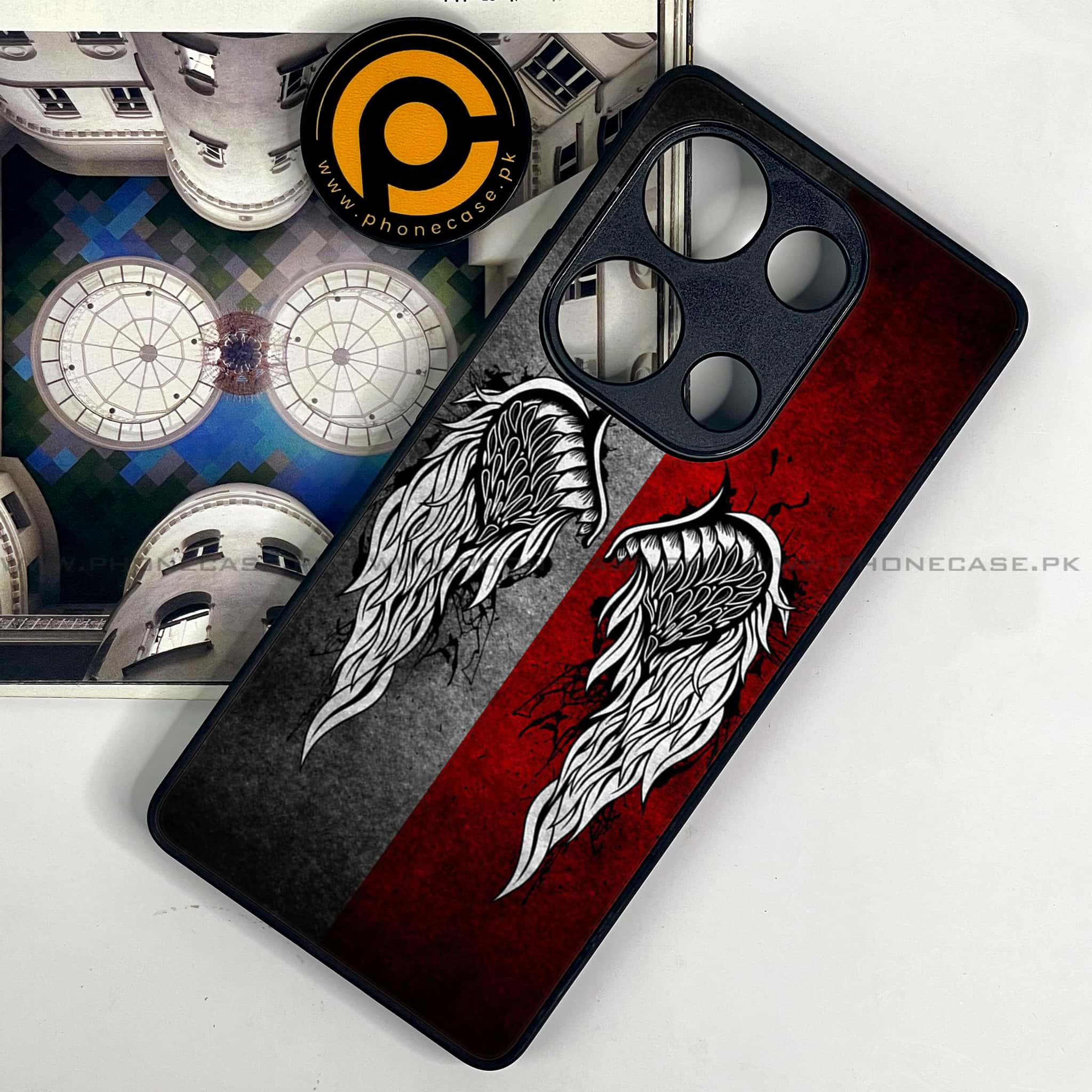 Redmi Note 13 Pro 4G - Angel Wings Series - Premium Metal Printed soft Bumper shock Proof Case
