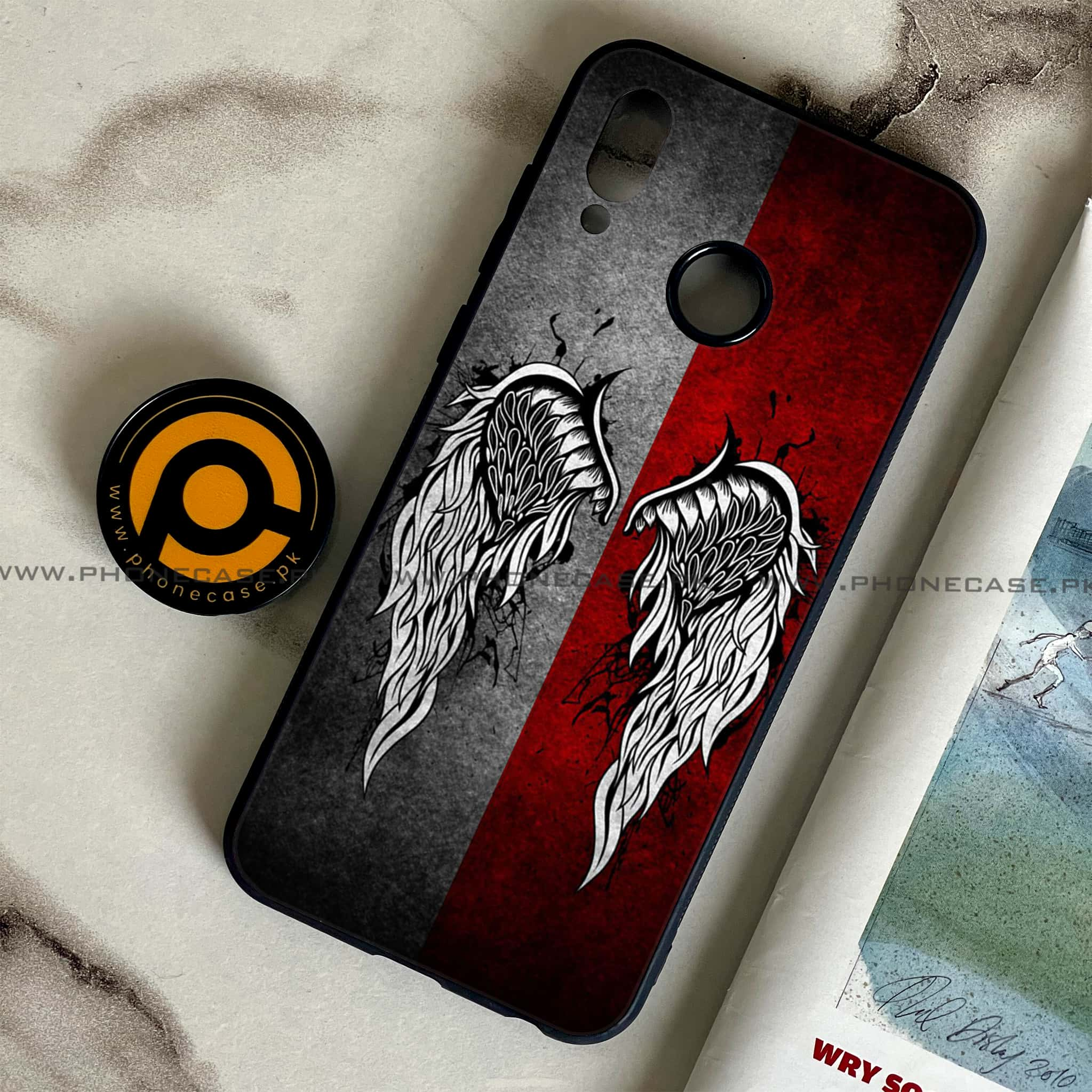 Huawei Honor Play - Angel Wings Series - Premium Printed Glass soft Bumper shock Proof Case