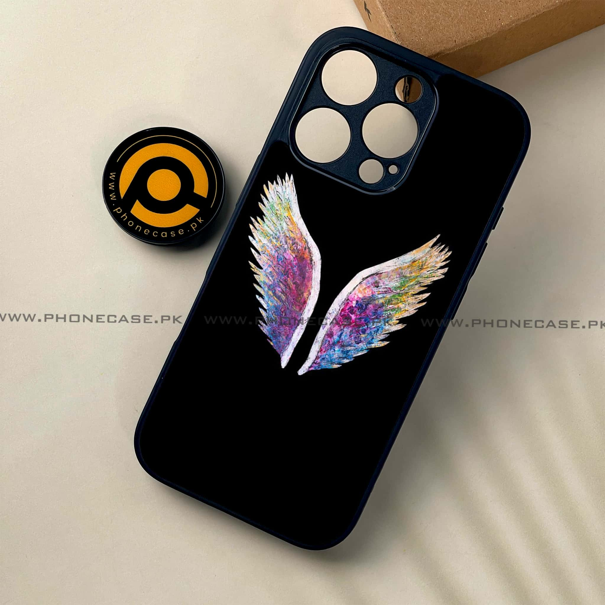 iPhone 16 Pro - Angel Wings Series - Premium Printed Glass soft Bumper shock Proof Case