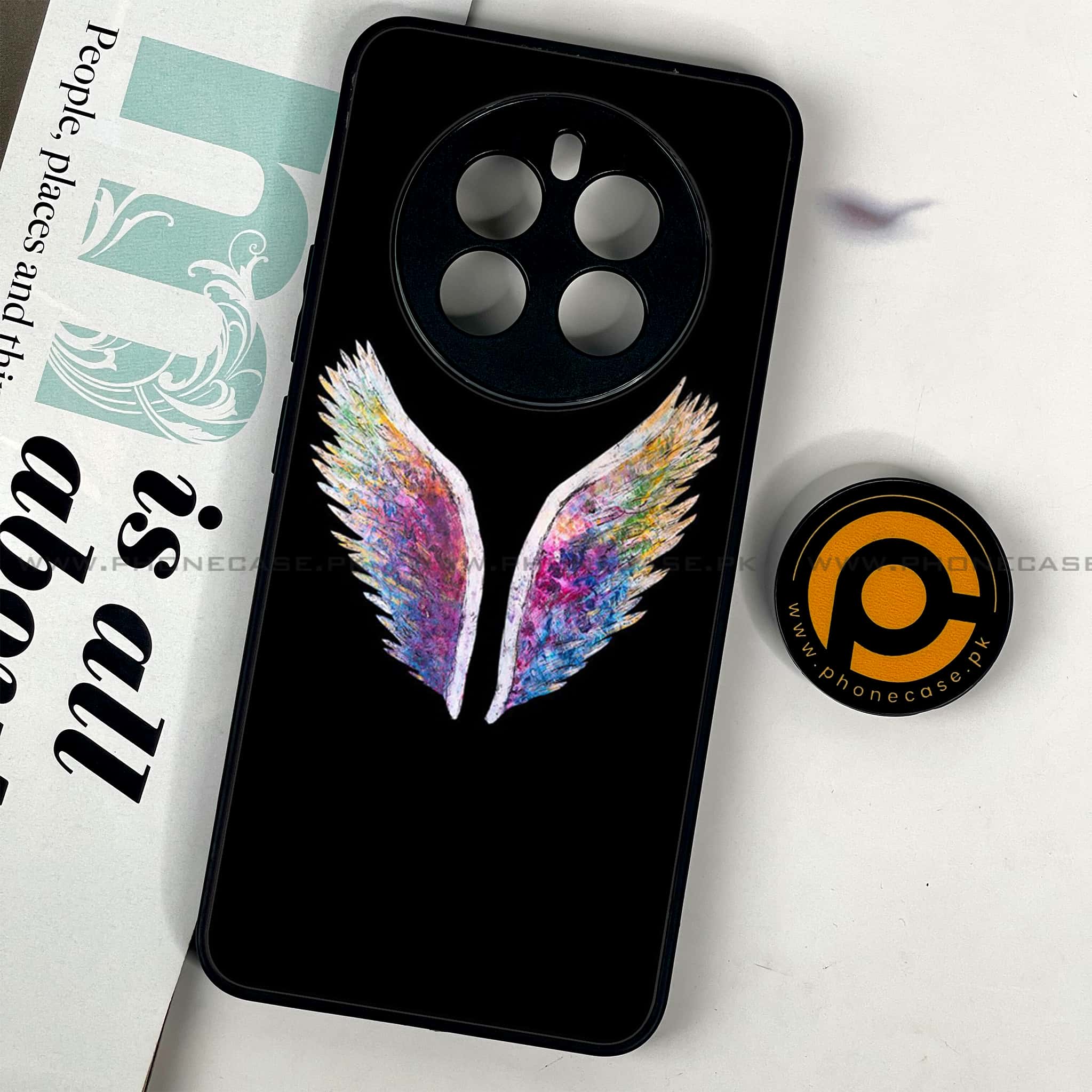 Realme 12 Plus 5G - Angel Wings Series - Premium Printed Glass soft Bumper shock Proof Case