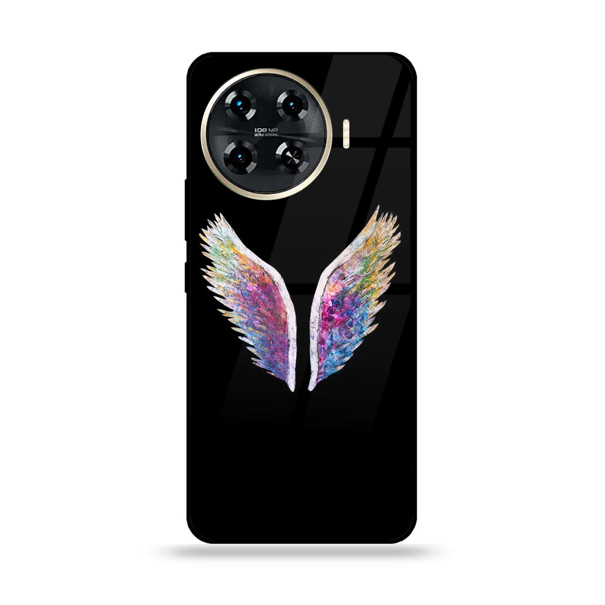 Tecno Spark 20 pro plus - Angel Wings Series - Premium Printed Glass soft Bumper shock Proof Case