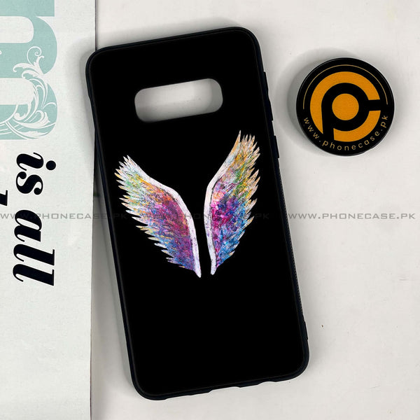 Galaxy S10e - Angel Wings Design 3 - Premium Printed Glass soft Bumper shock Proof Case CS-42678