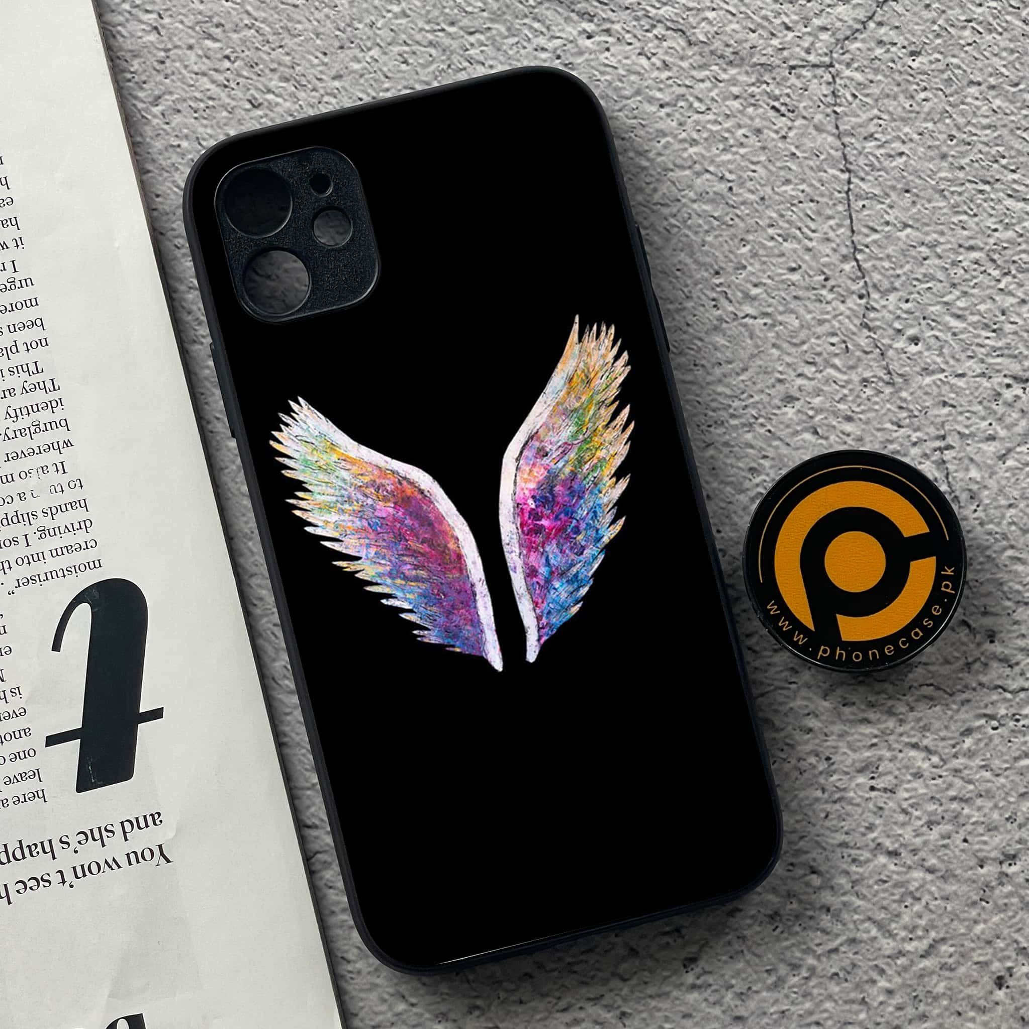 iPhone 11 Angel Wings Series  Premium Printed Glass soft Bumper shock Proof Case