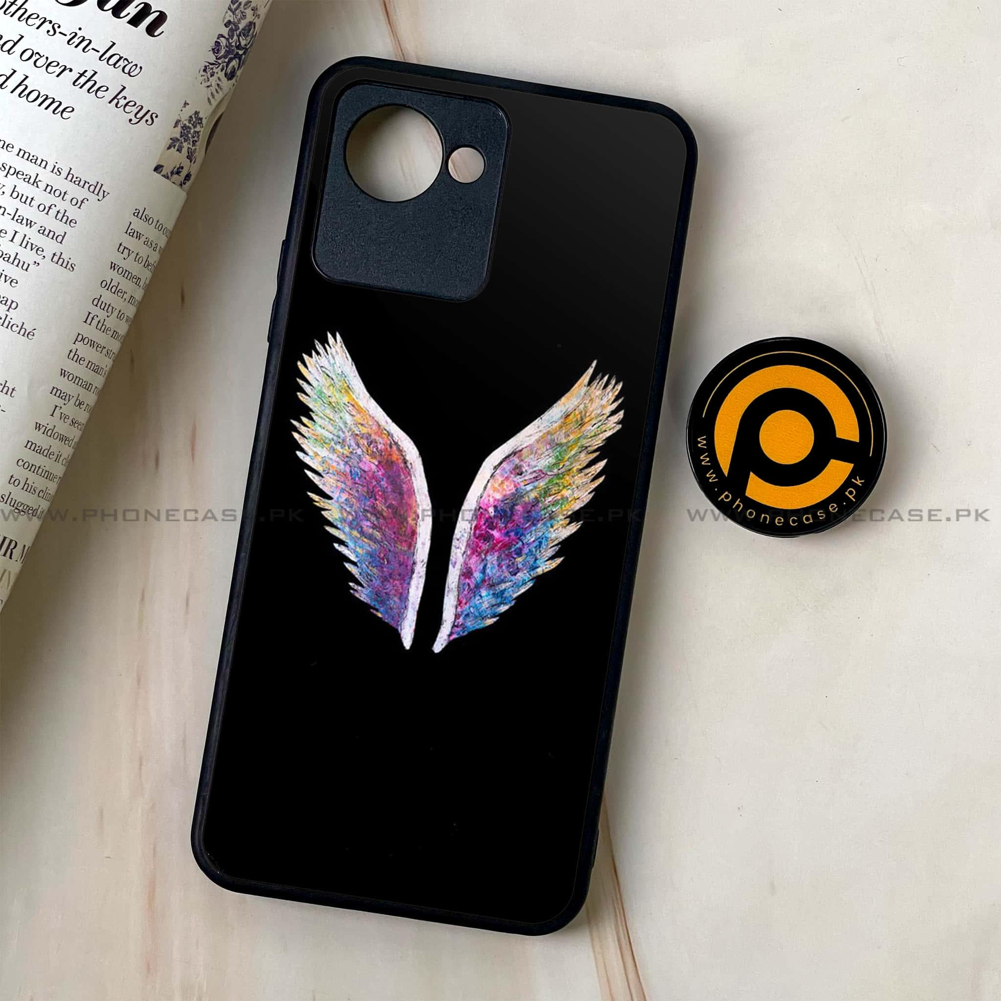 Realme C30 - Angel Wings Series - Premium Printed Glass soft Bumper shock Proof Case