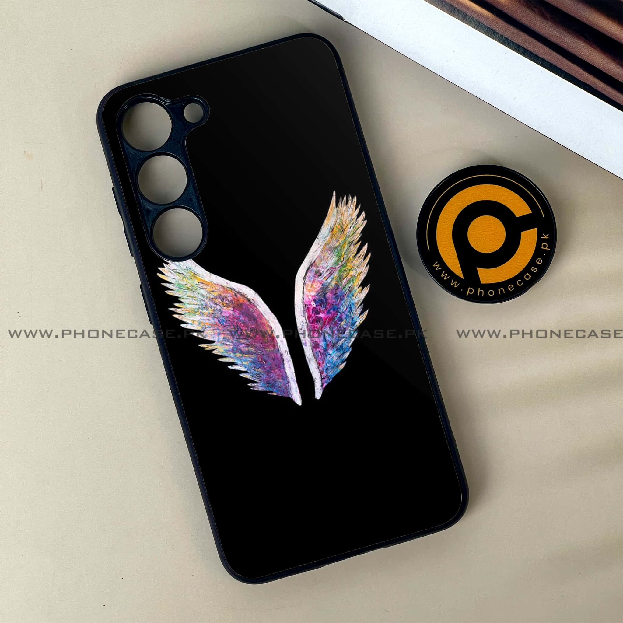 Samsung Galaxy S23 - Angel Wings Series - Premium Printed Glass soft Bumper shock Proof Case