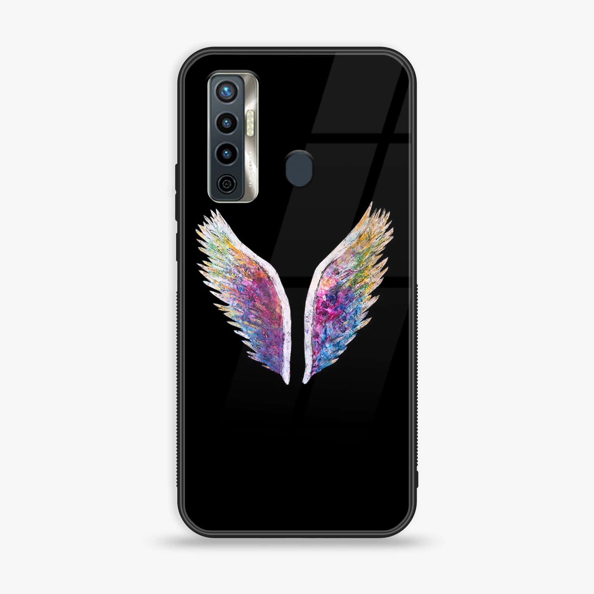 Tecno Camon 17 - Angel Wings Series - Premium Printed Glass soft Bumper shock Proof Case