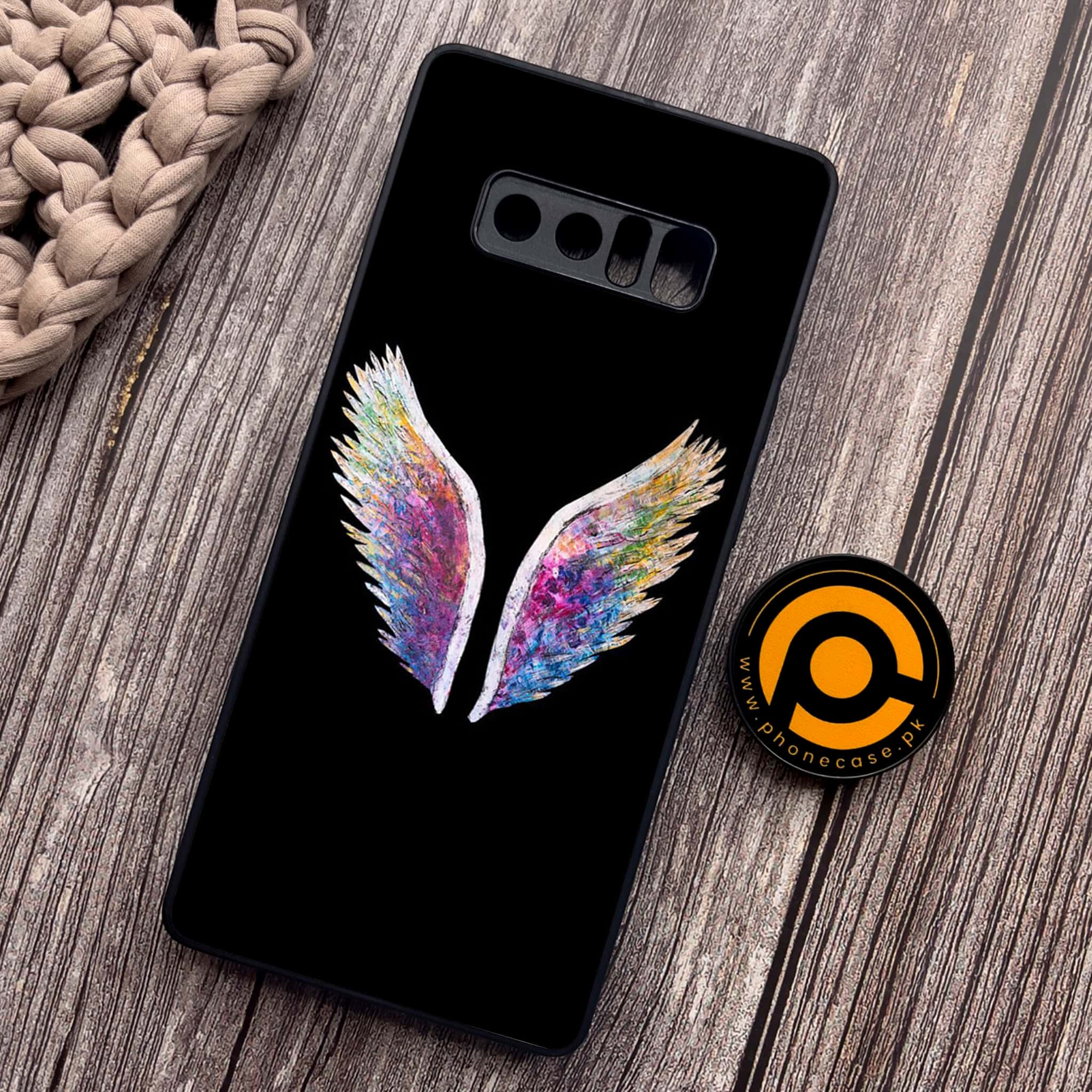 Samsung Galaxy Note 8 - Angel Wing Series - Premium Metal Printed soft Bumper shock Proof Case