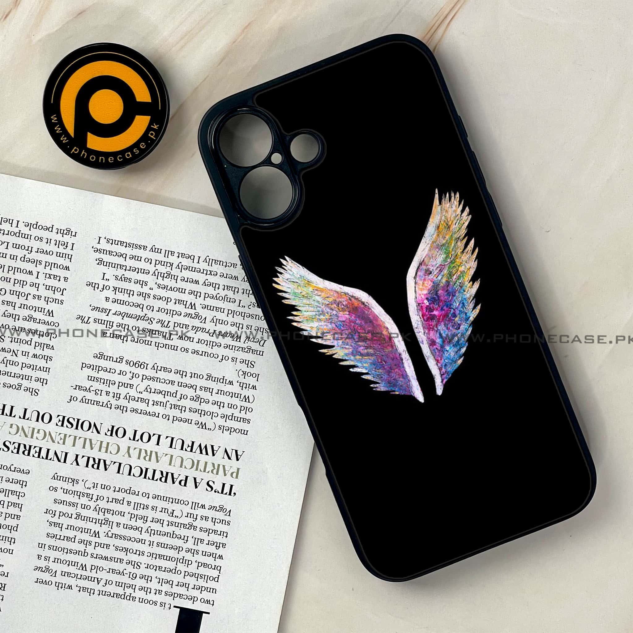 iPhone 16 Plus - Angel Wings Series - Premium Printed Glass soft Bumper shock Proof Case