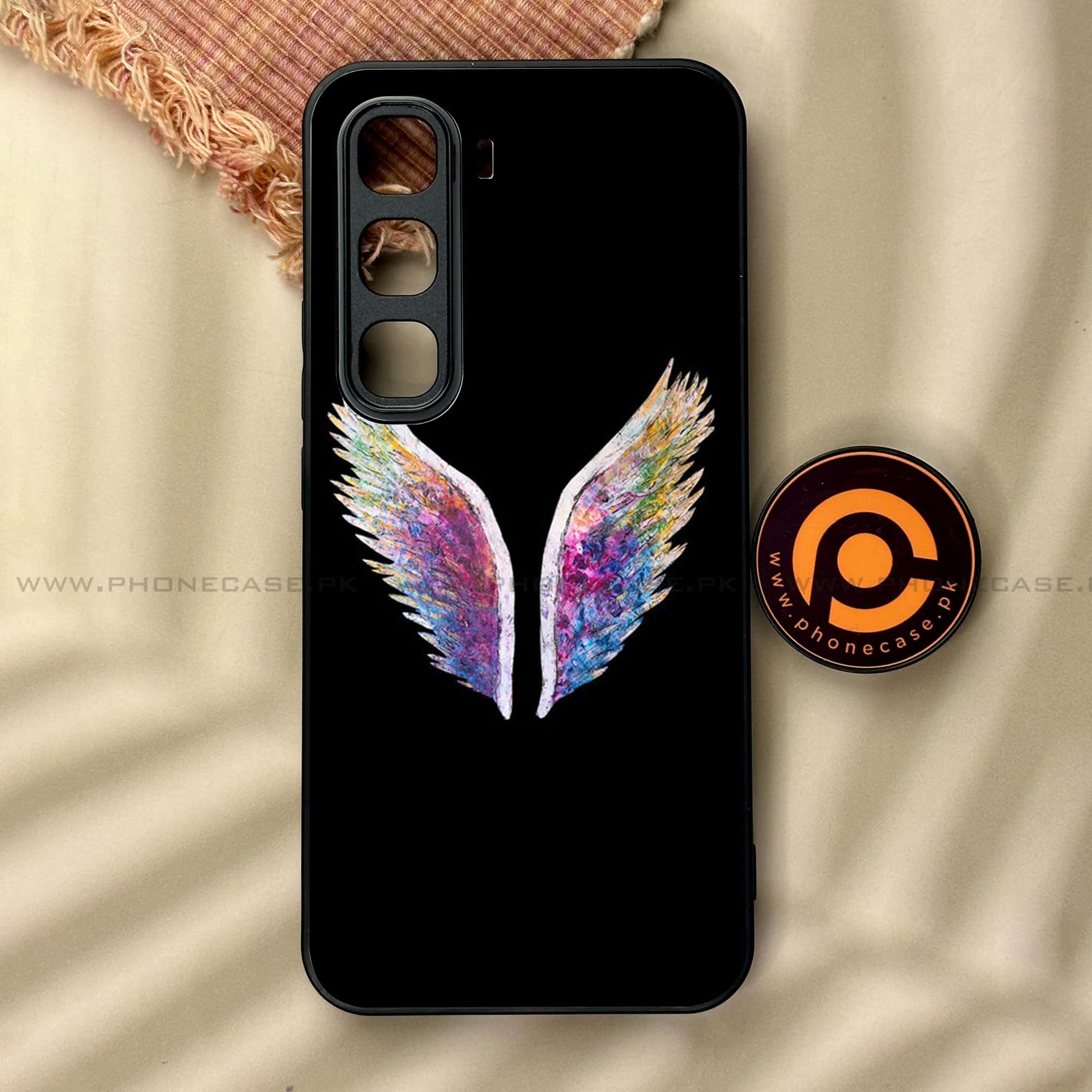 Infinix Hot 60 Pro - Angel Wings Series - Premium Metal Printed soft Bumper shock Proof Case