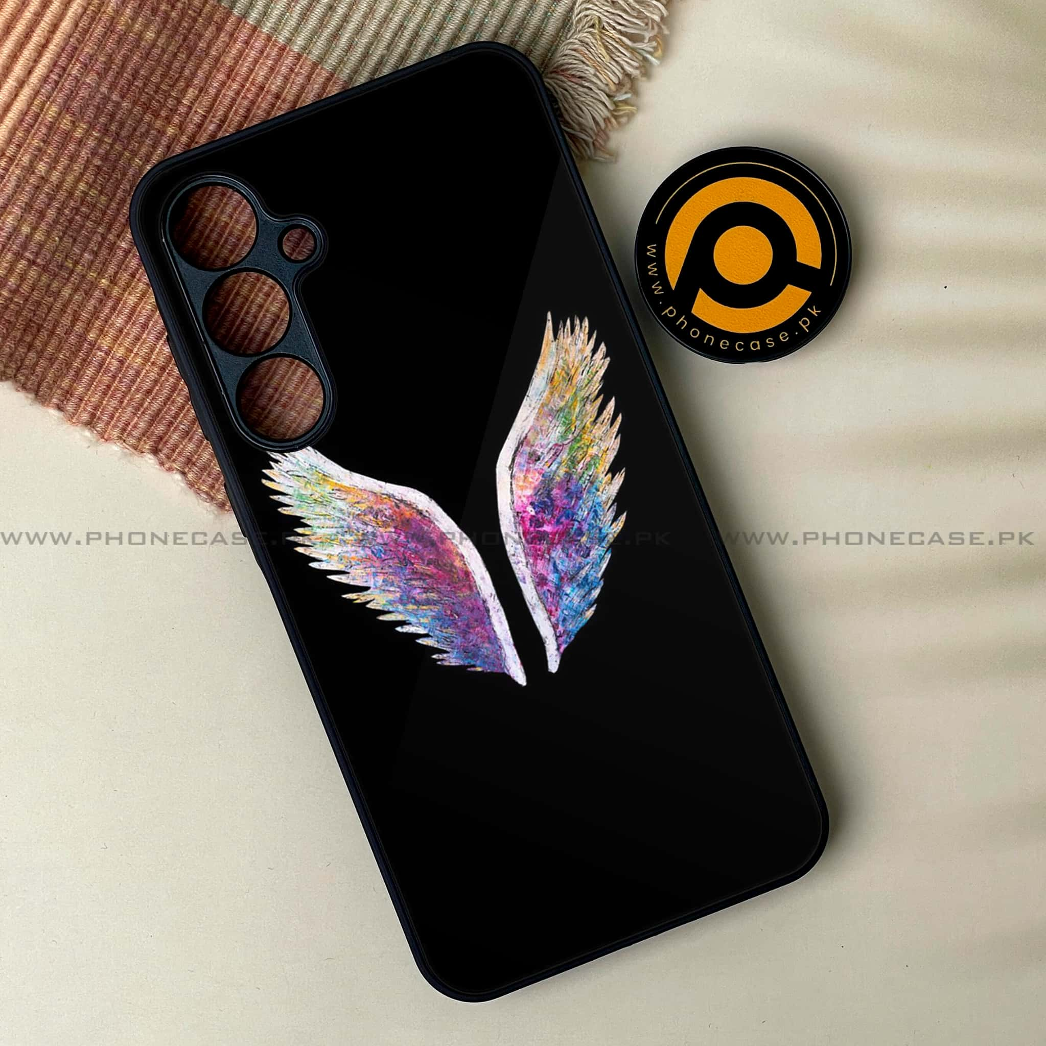 Samsung Galaxy M54 - Angel Wings Series - Premium Printed Glass soft Bumper shock Proof Case