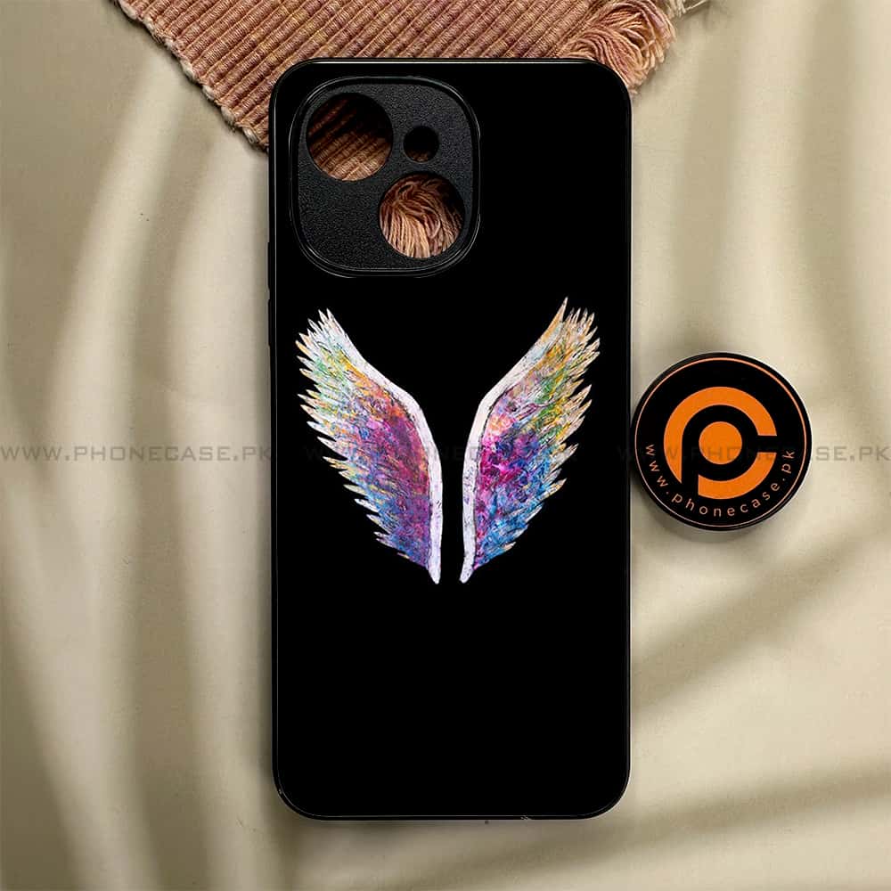 Tecno Spark 40C - Angel Wings Series - Premium Metal Printed soft Bumper shock Proof Case