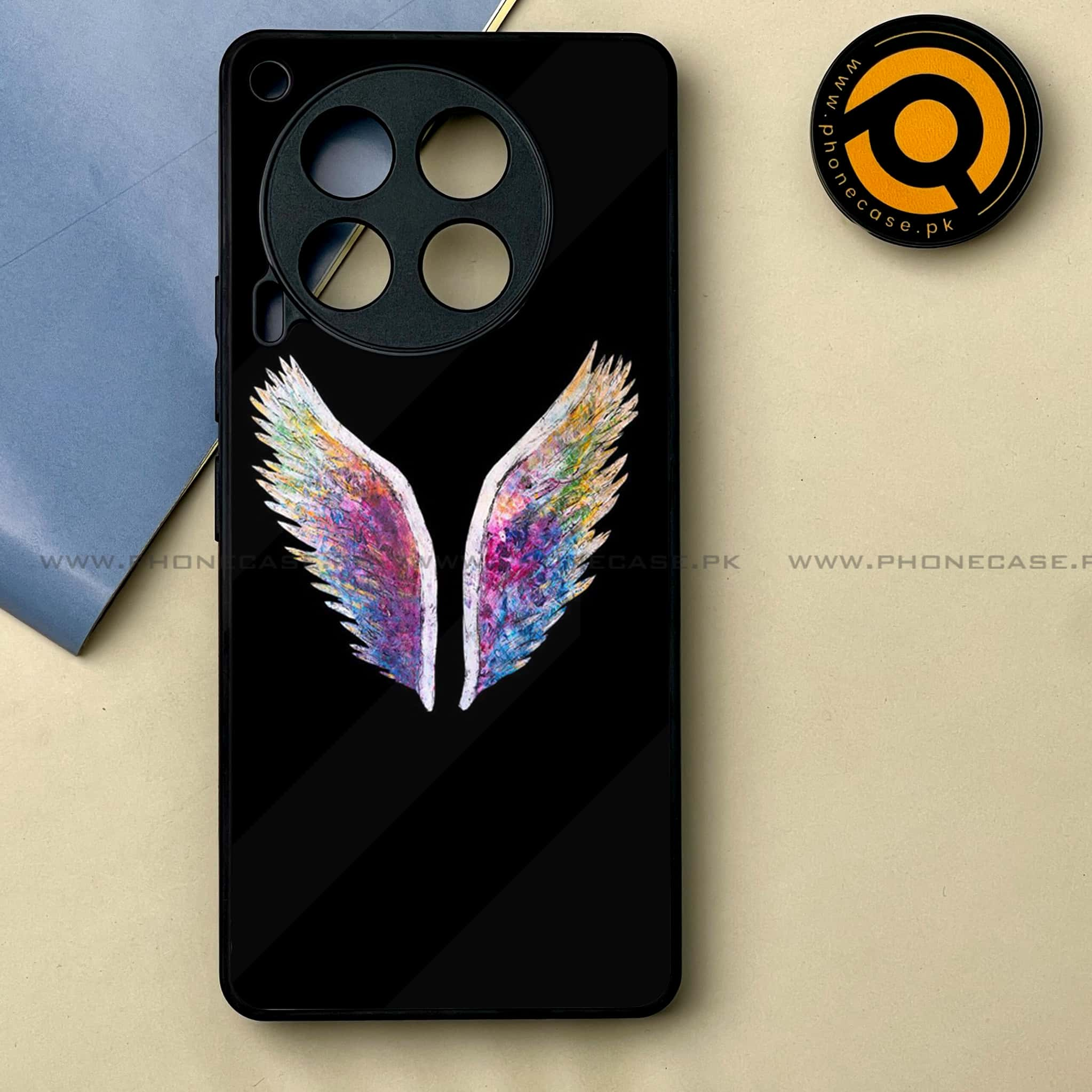 Tecno Camon 30 - Angel Wings Series -  Premium Printed Metal soft Bumper shock Proof Case