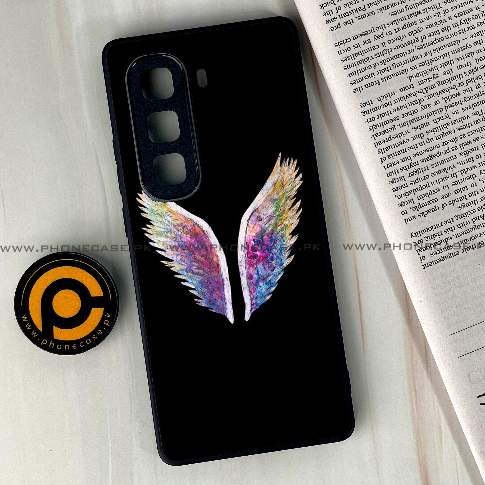Infinix Hot 60 Pro Plus - Angel Wings Series - Premium Metal Printed soft Bumper shock Proof Case