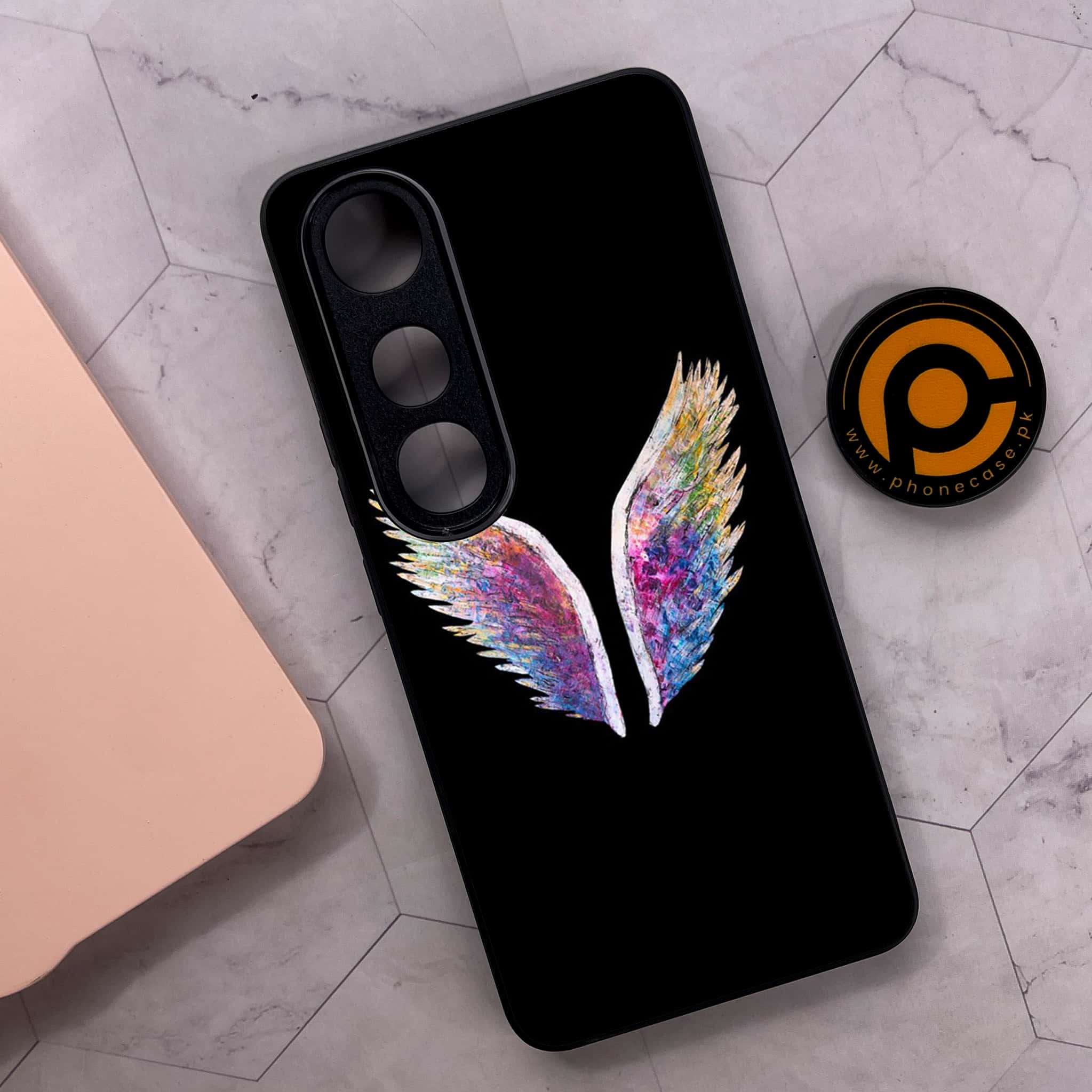 Vivo V50 Lite - Angel Wings Series - Premium Metal Printed soft Bumper shock Proof Case