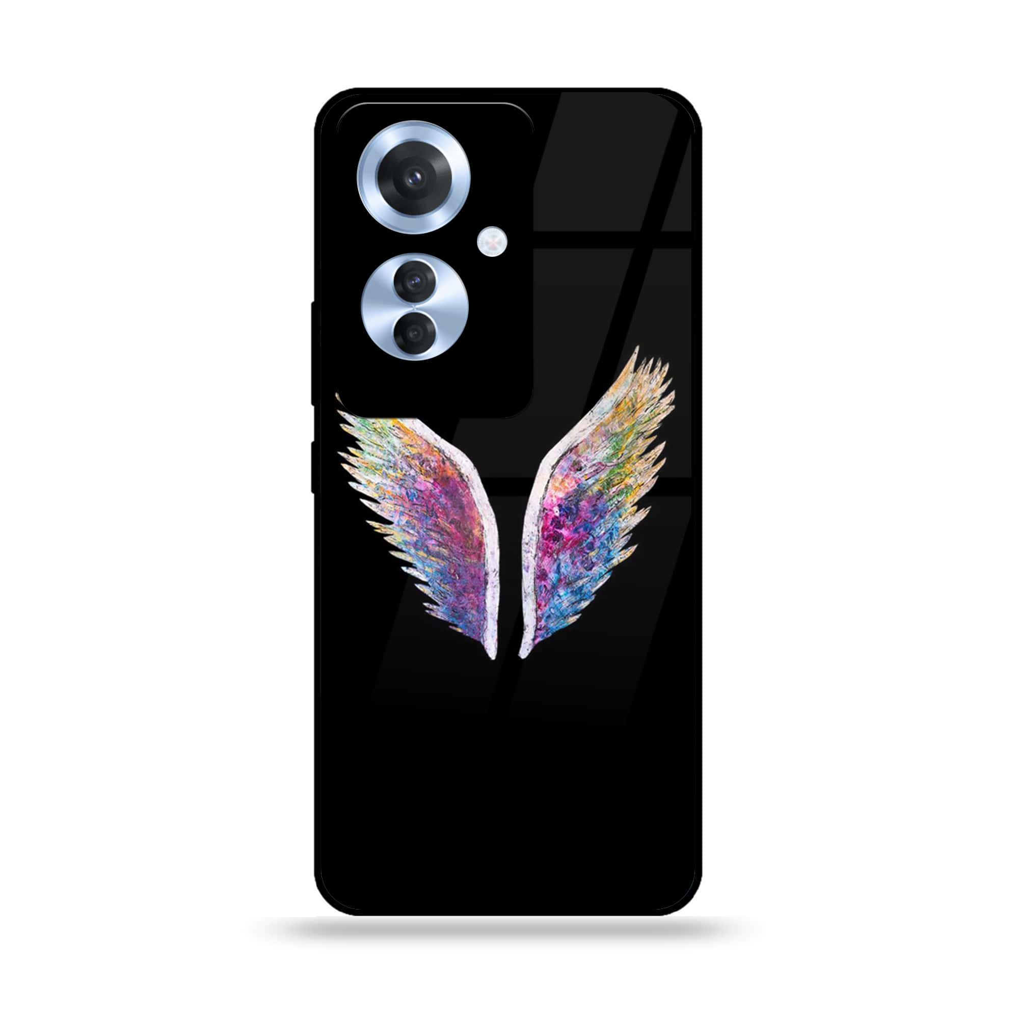 Oppo F25 Pro - Angel Wings Series - Premium Printed Glass soft Bumper shock Proof Case