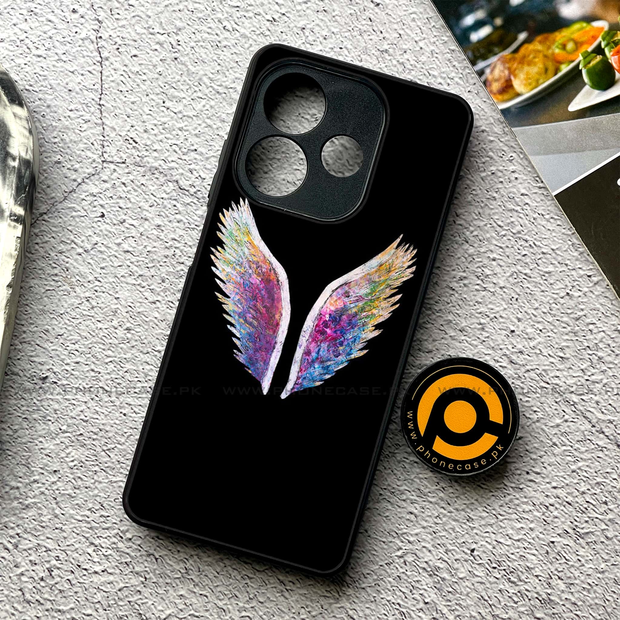 Oppo A5 Pro - Angel Wings Series - Premium Metal Printed soft Bumper shock Proof Case