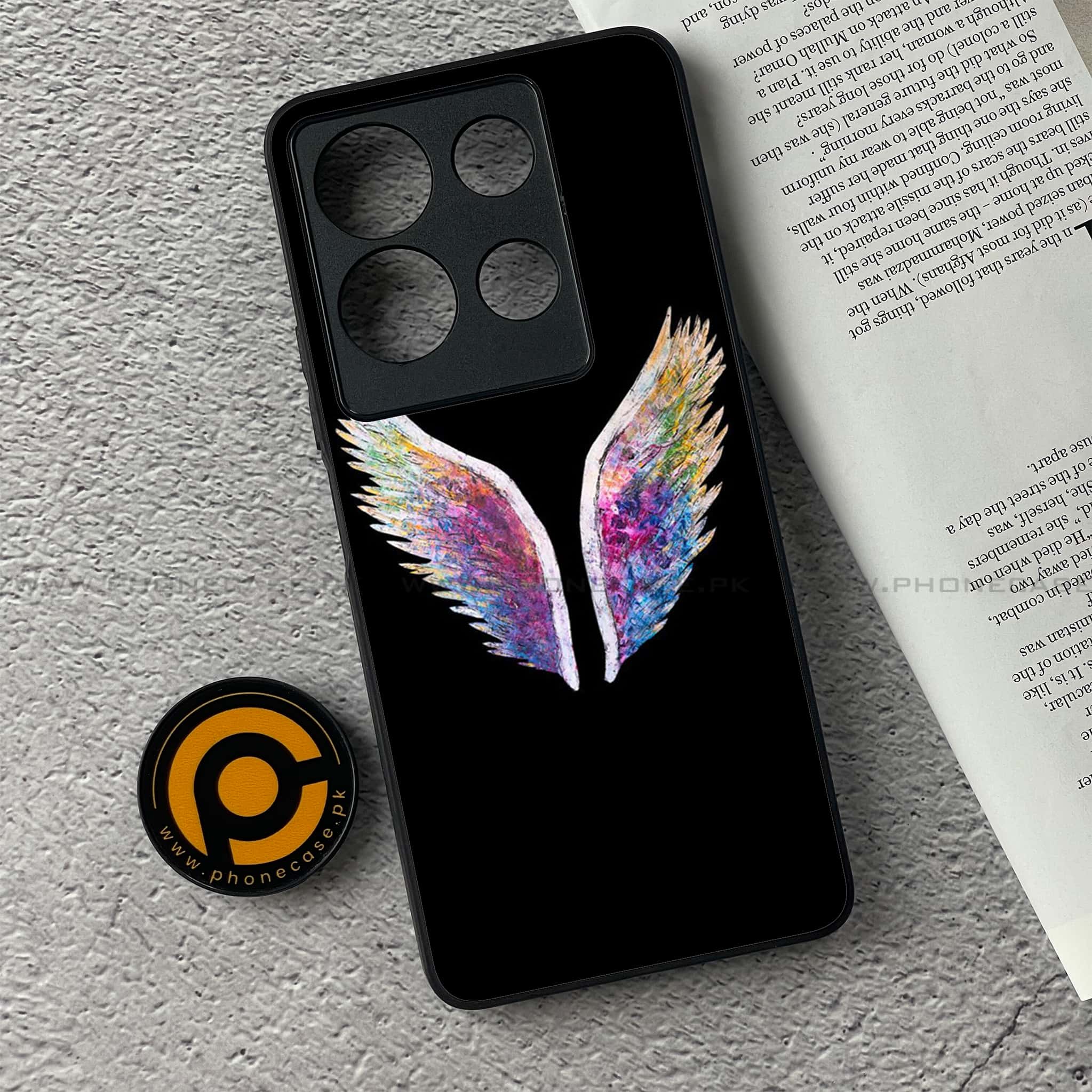 Infinix Note 30 - Angel Wings Series - Premium Printed Glass soft Bumper shock Proof Case