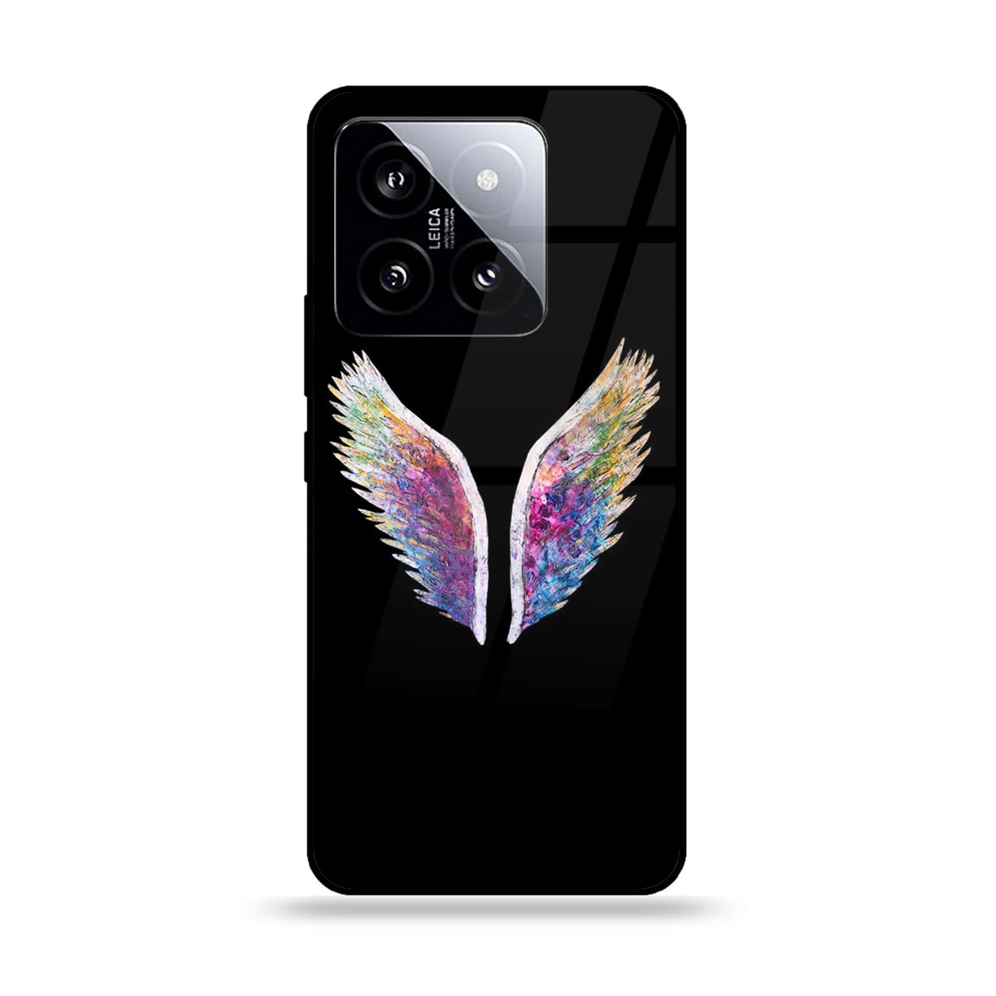 Xiaomi 14 - Angel Wings Series - Premium Printed Glass soft Bumper shock Proof Case