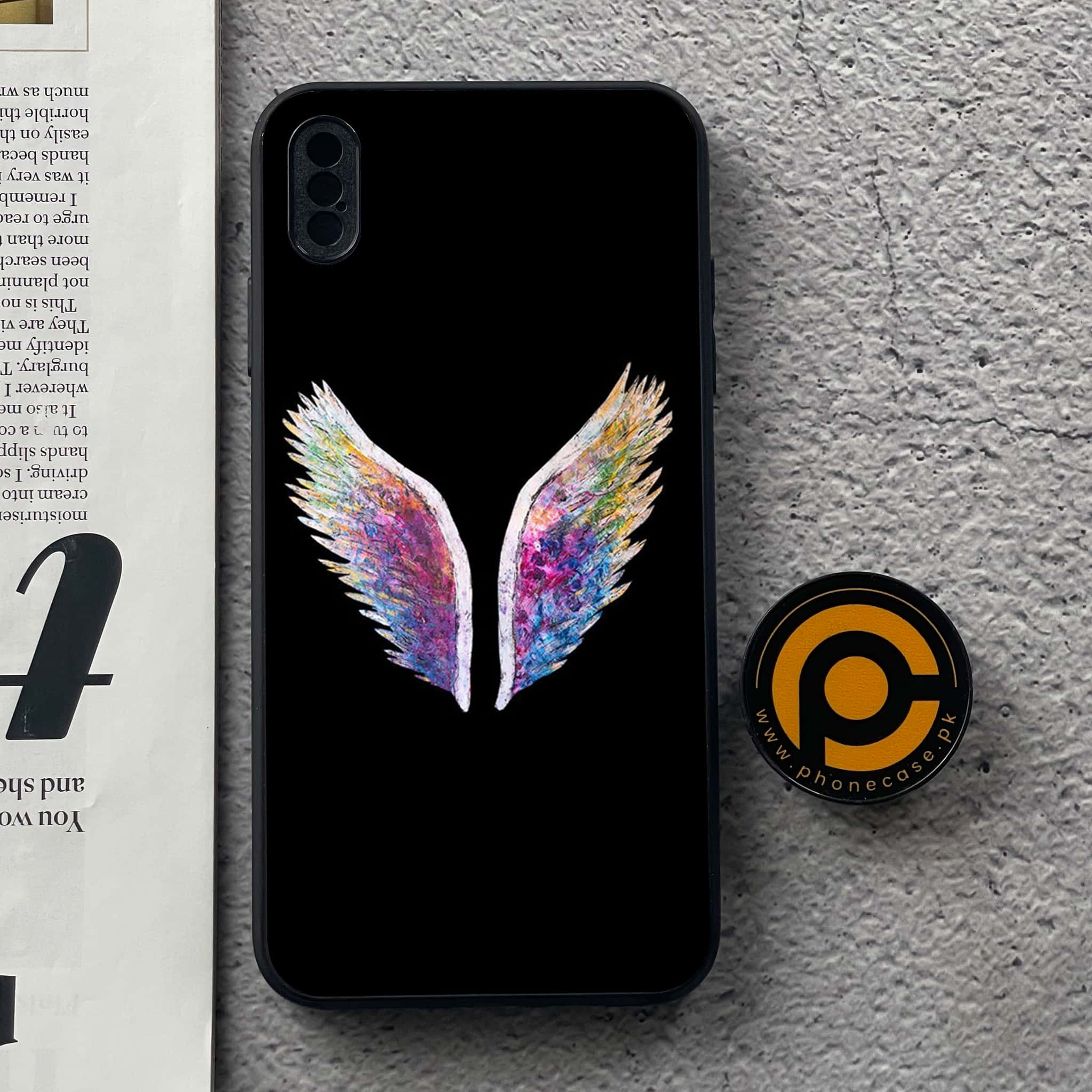 iPhone Xs Max - Angel Wing Series - Premium Metal Printed soft Bumper shock Proof Case