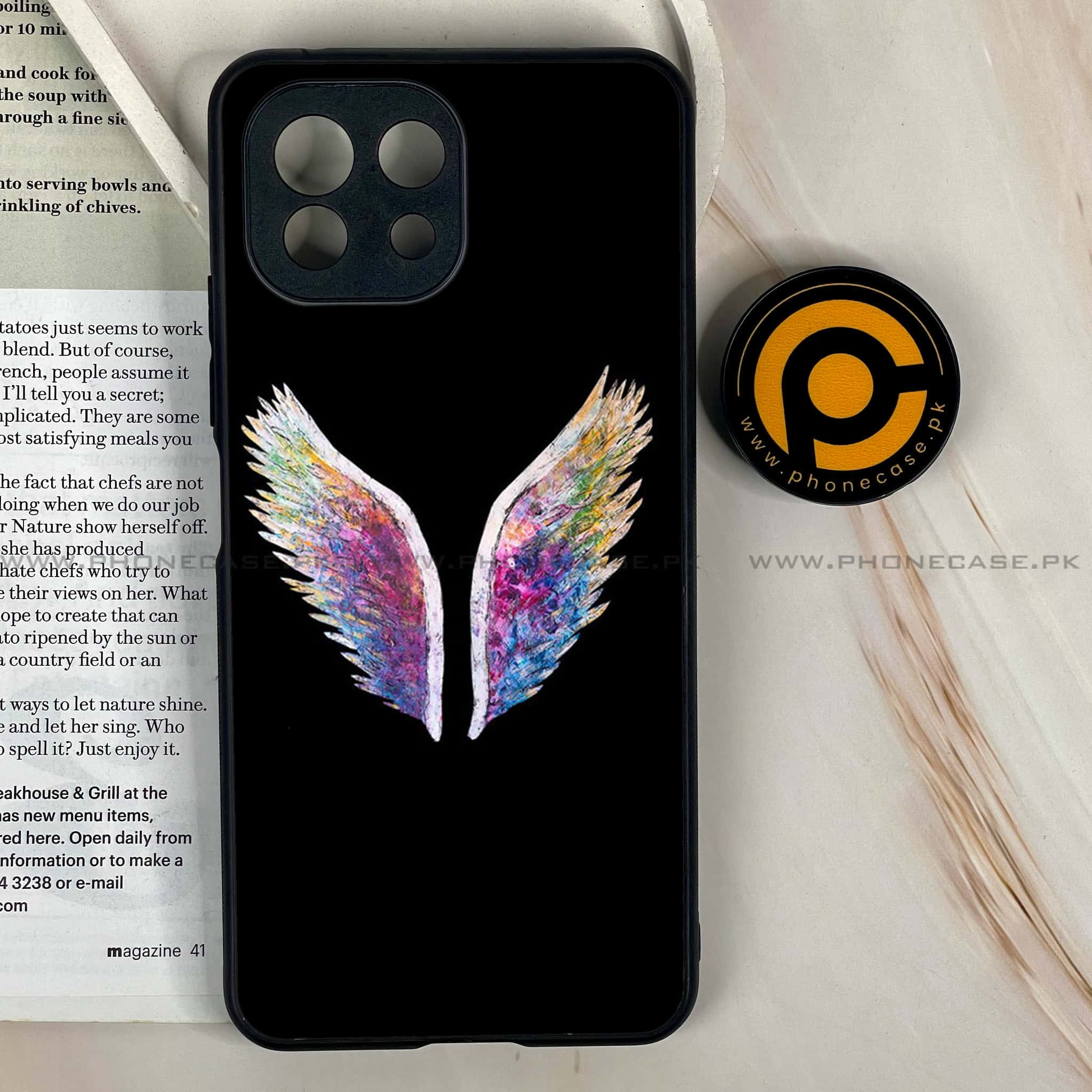 Mi 11 Lite - Angel Wings Series - Premium Printed Glass soft Bumper shock Proof Case