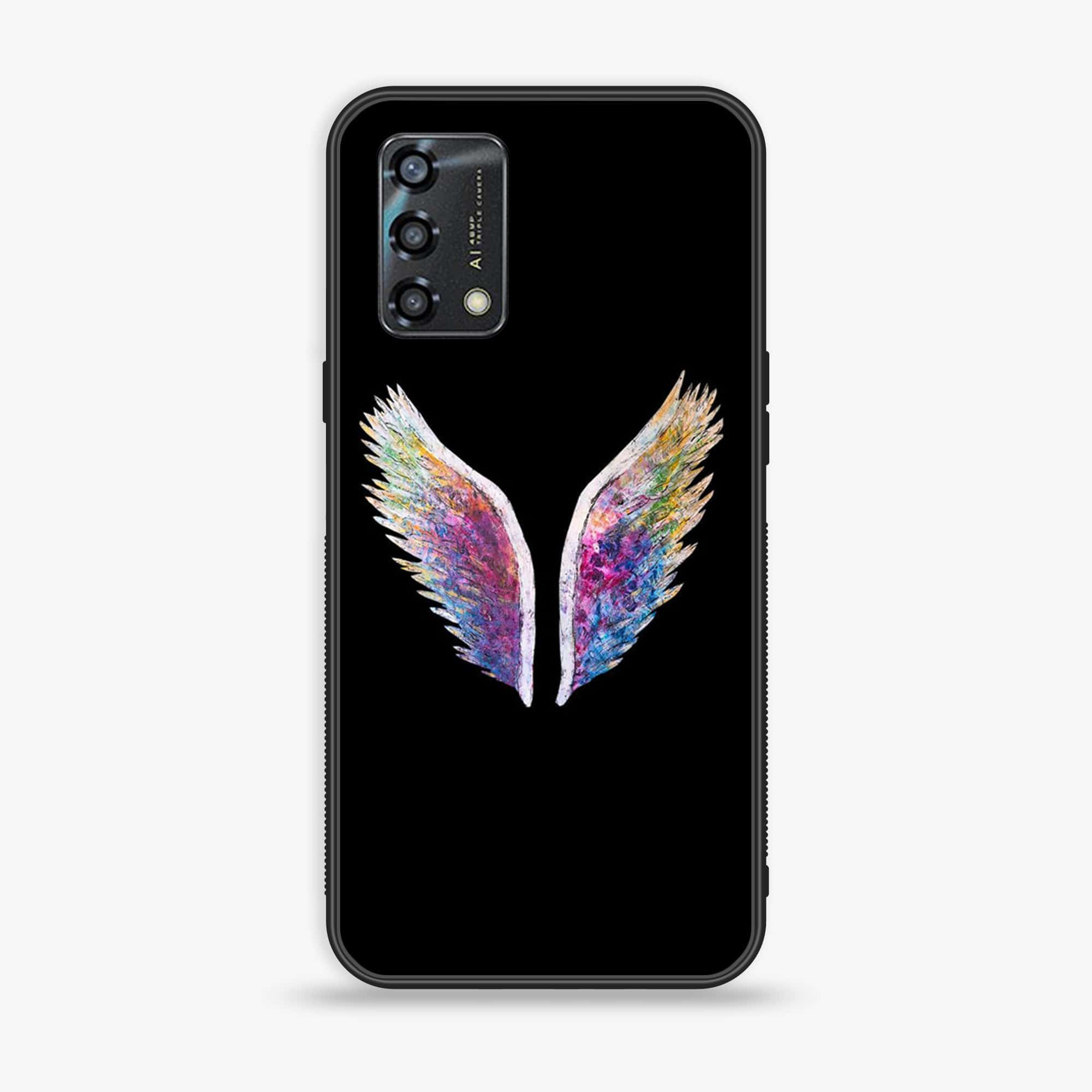 Oppo A95 - Angel Wings Series - Premium Printed Glass soft Bumper shock Proof Case