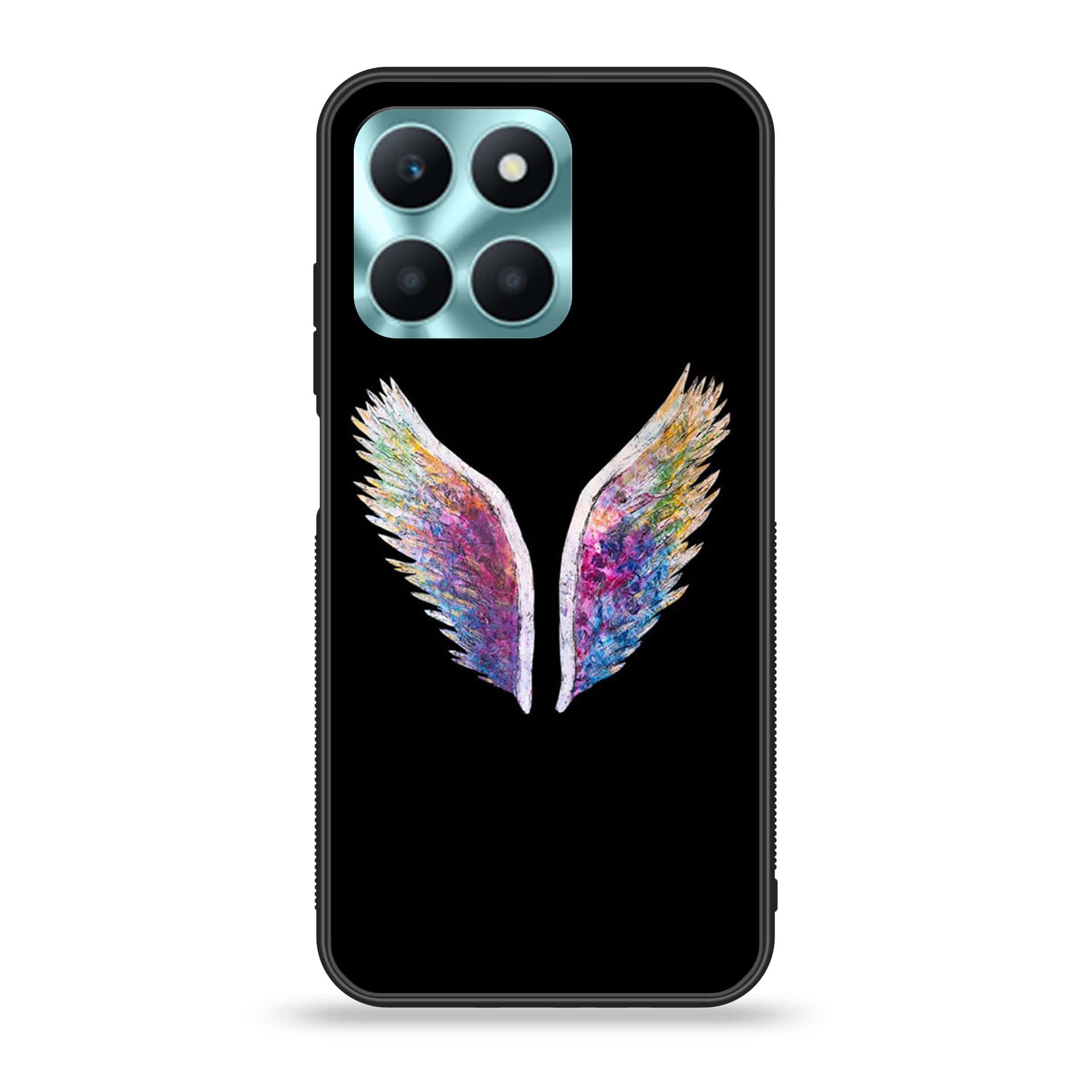 Honor X6a - Angel Wings Series - Premium Printed Glass soft Bumper shock Proof Case