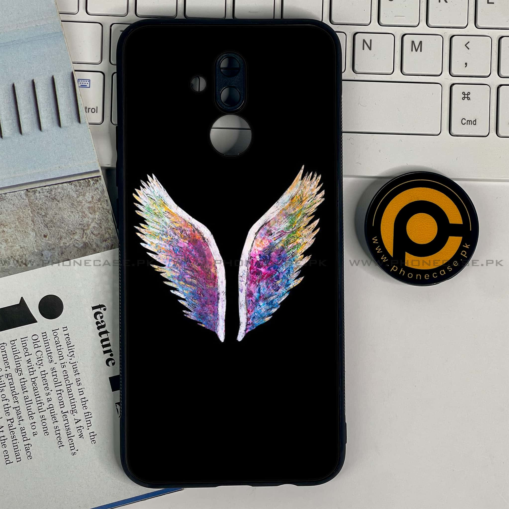 Huawei Mate 20 Lite - Angel Wings Series - Premium Printed Glass soft Bumper shock Proof Case