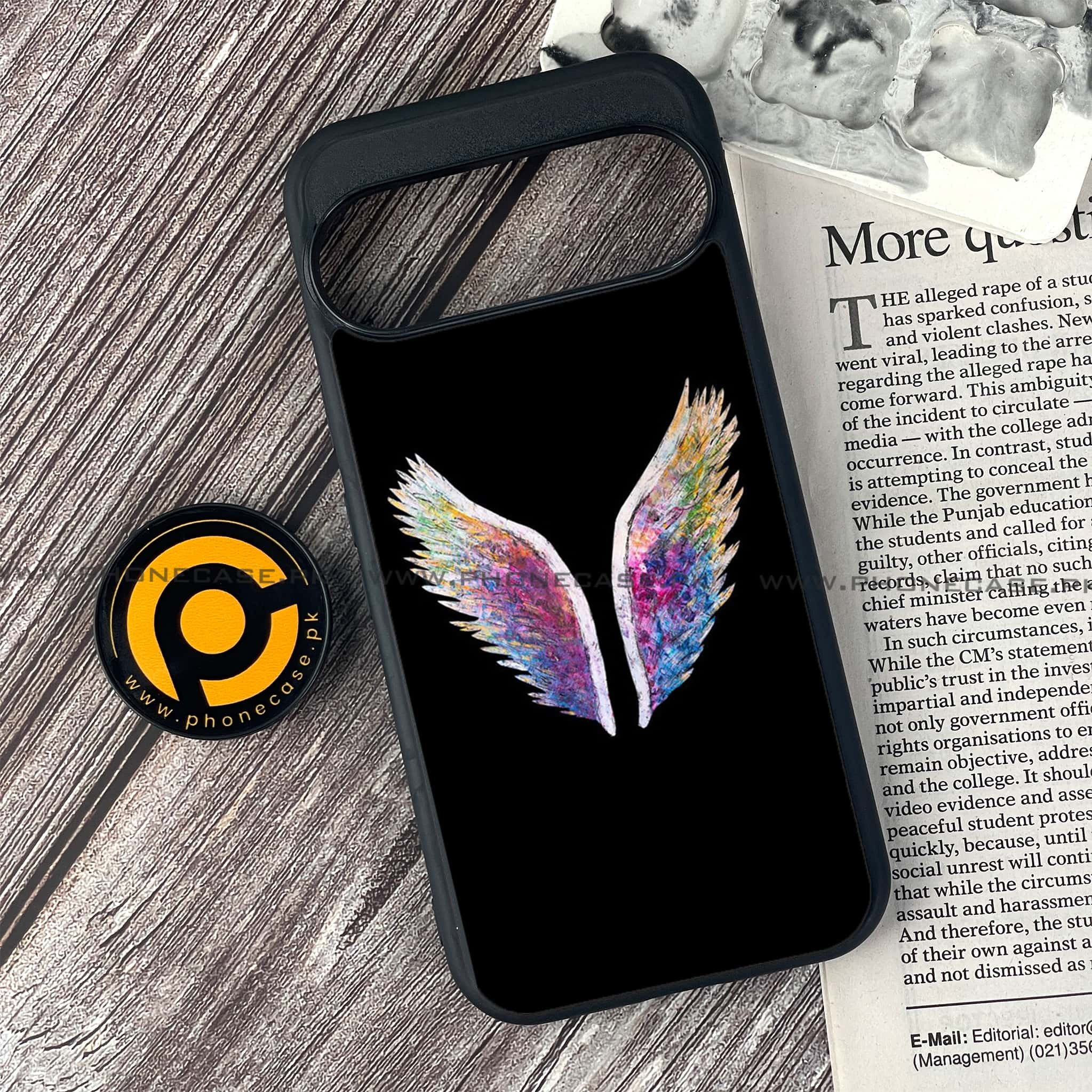 Google Pixel 9 Pro - Angel Wings Series - Premium Printed Glass soft Bumper shock Proof Case