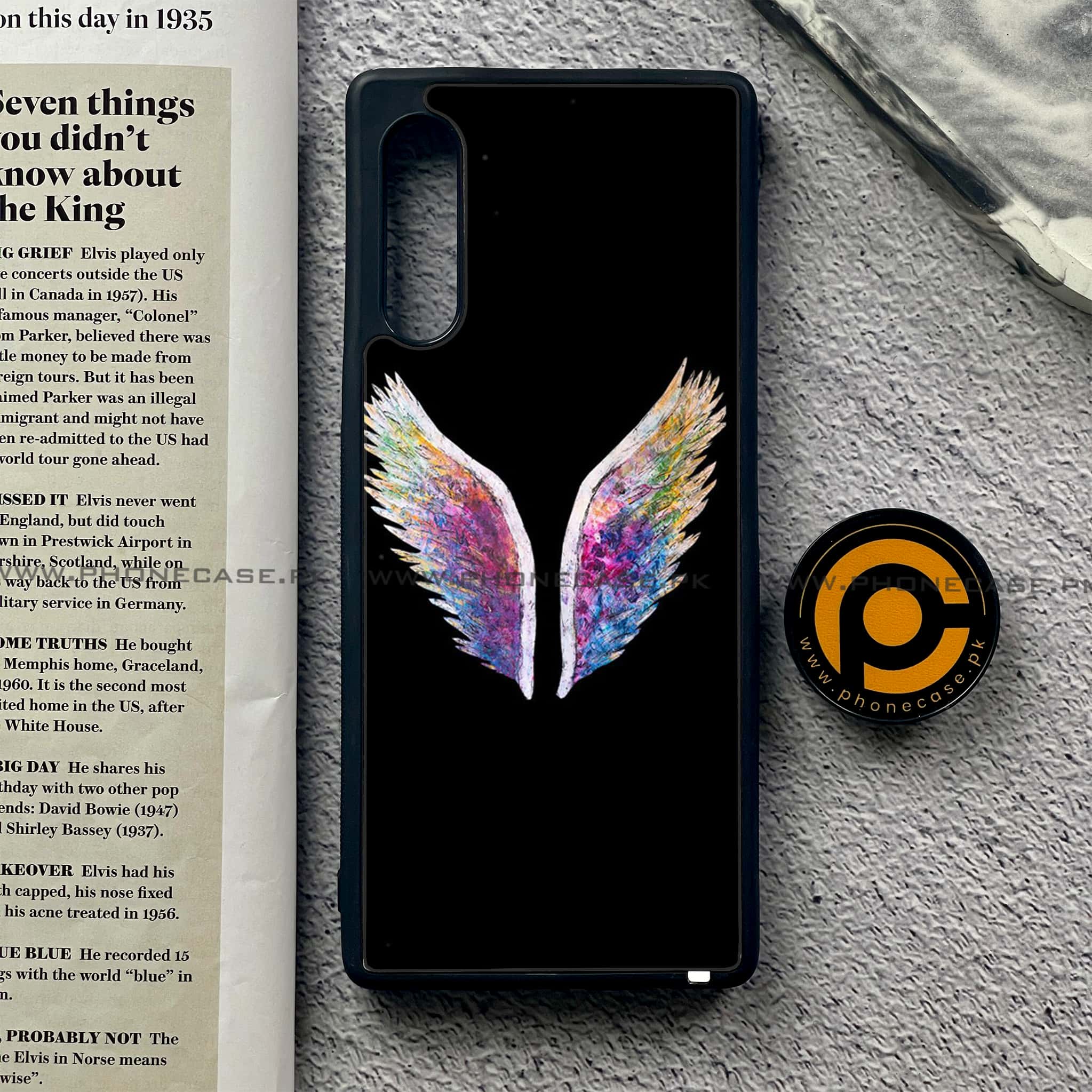 LG Velvet - Angel Wings Series - Premium Printed Glass soft Bumper shock Proof Case