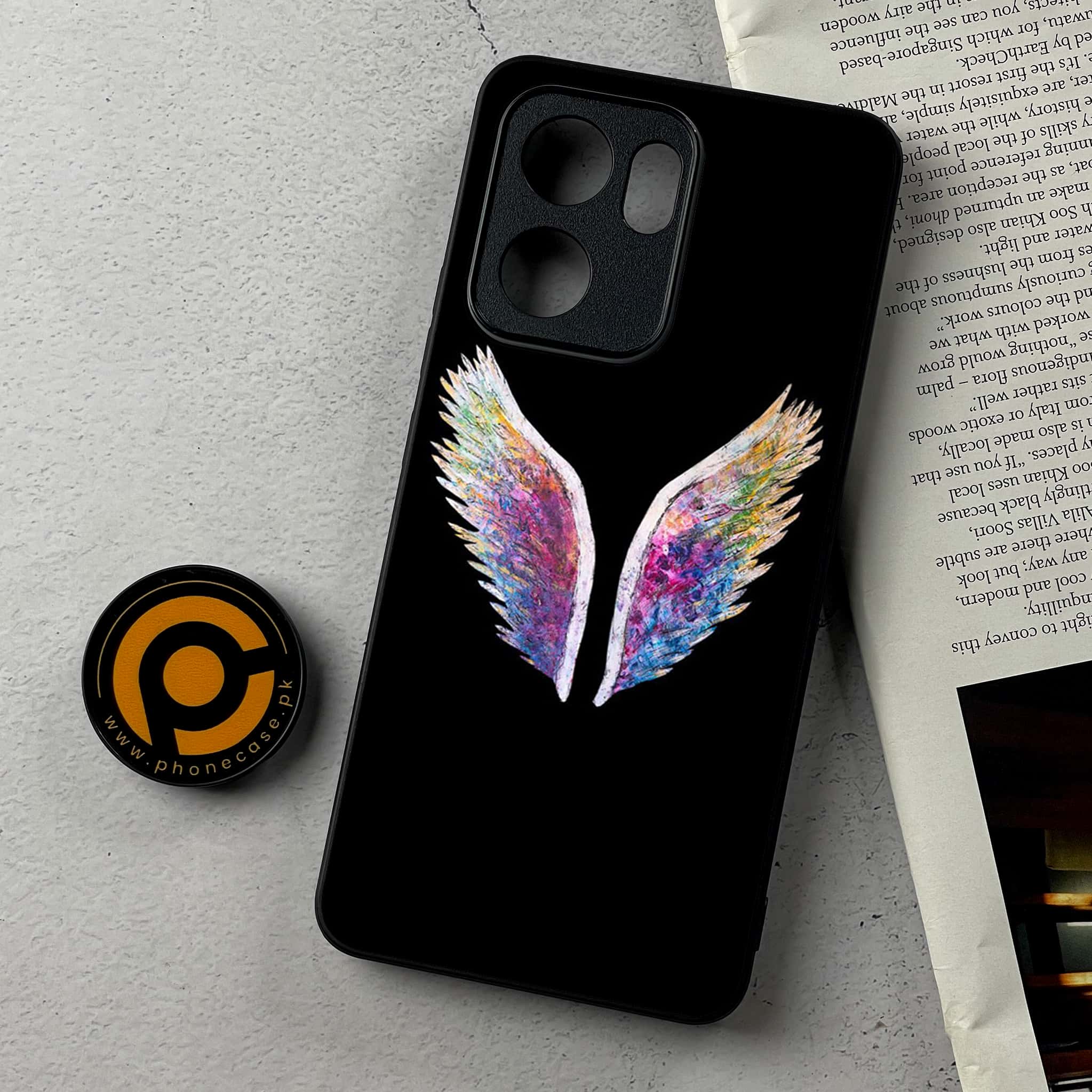 Oppo Reno 13F - Angel Wings Series - Premium Metal Printed Soft Bumper Shockproof Case