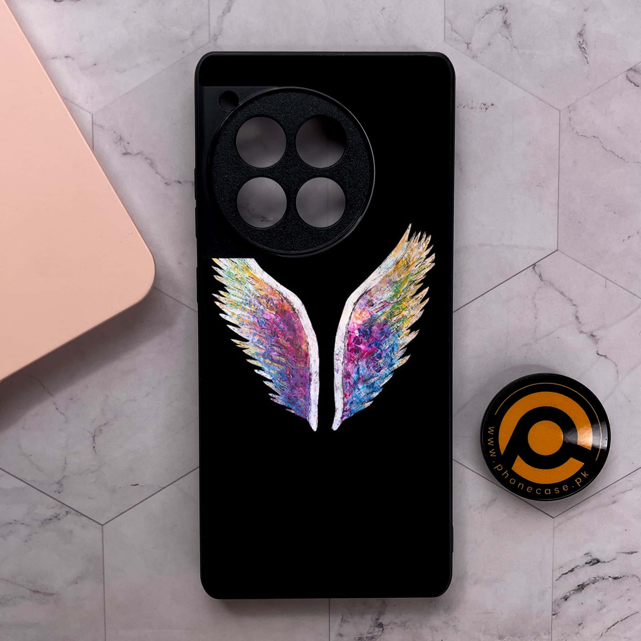 OnePlus 12R - Angel Wings Series - Premium Metal Printed soft Bumper shock Proof Case