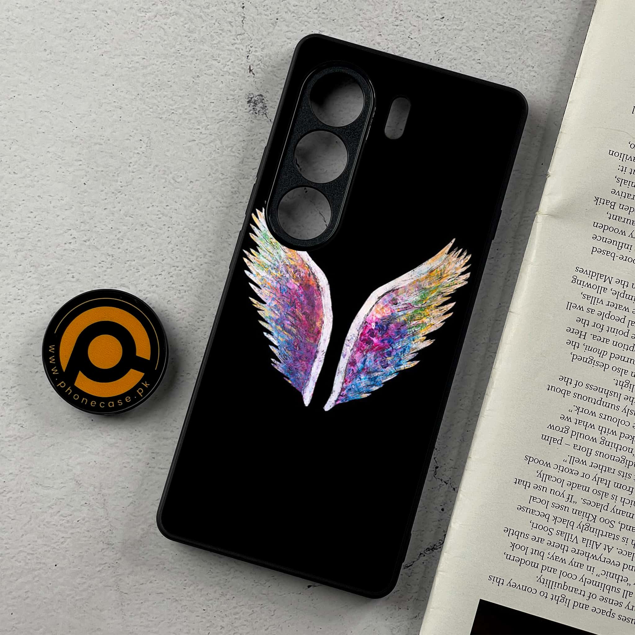 Tecno Camon 40 - Angel Wings Series - Premium Metal Printed Soft Bumper Shockproof Case