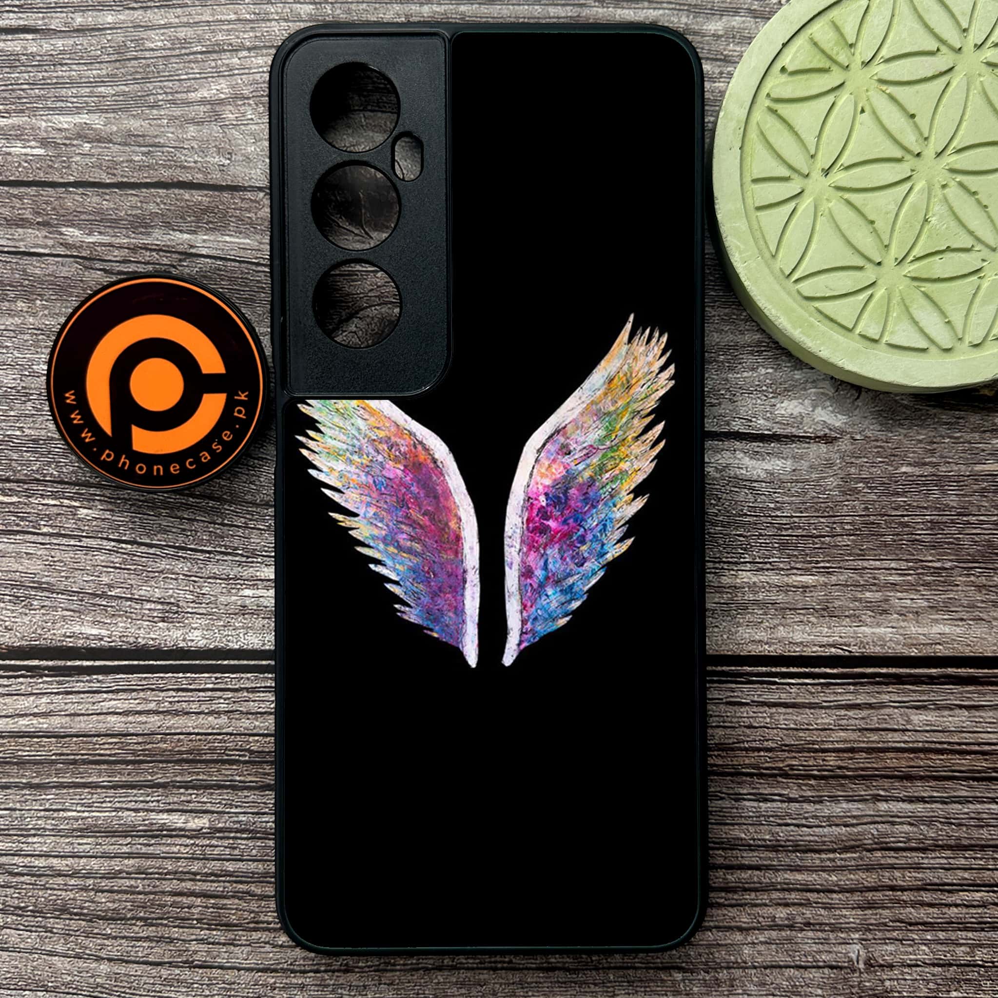 Realme C65  - Angel Wings Series - Premium Metal Printed soft Bumper shock Proof Case
