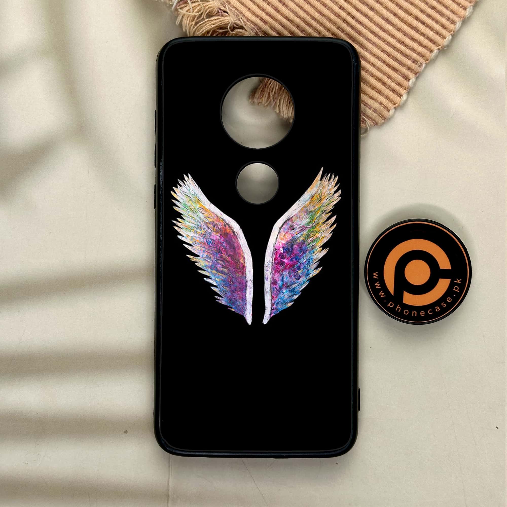 Moto G7 - Angel Wings Series - Premium Printed Glass soft Bumper shock Proof Case