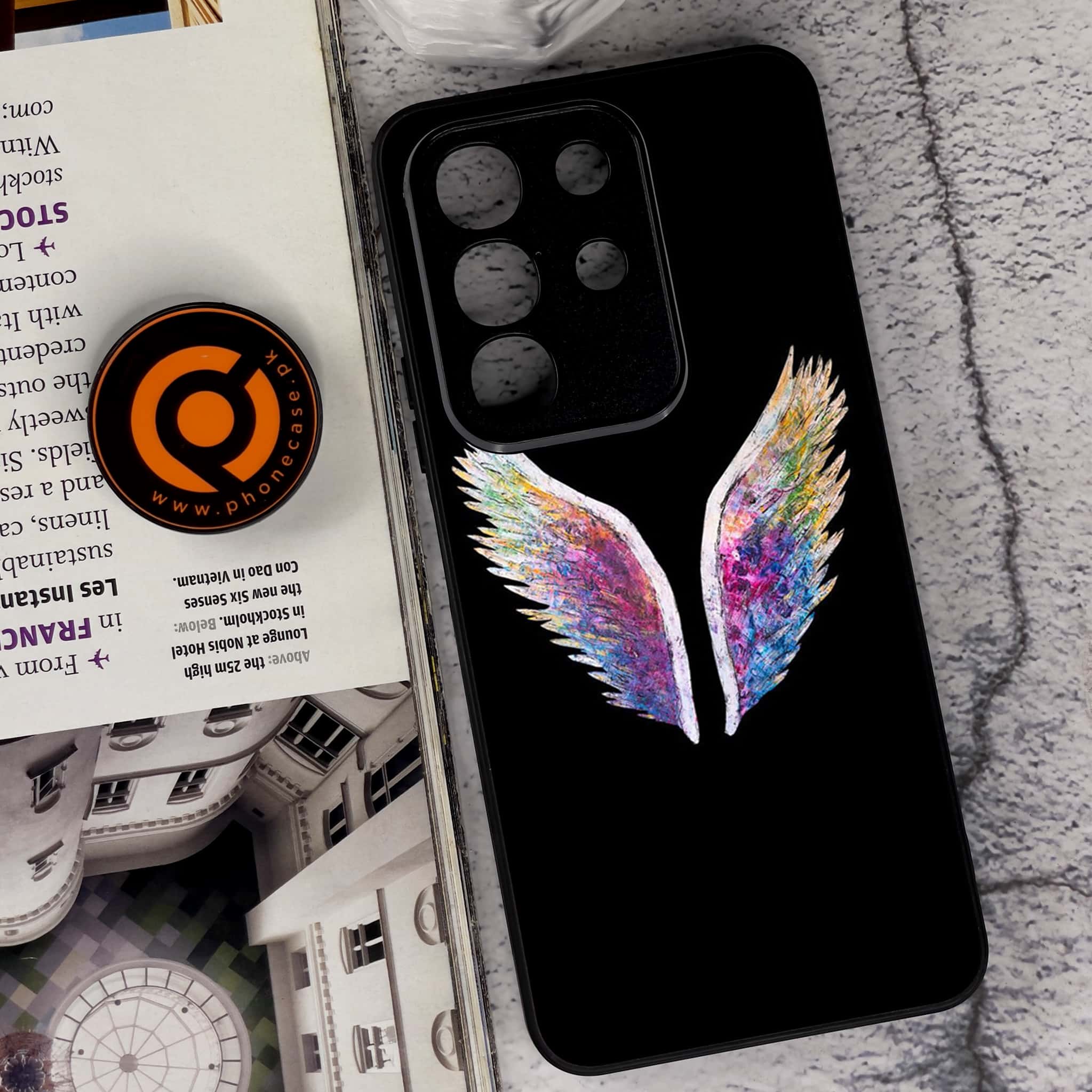 Vivo Y29 4G - Angel Wings Series - Premium Metal Printed soft Bumper Shock Proof Case