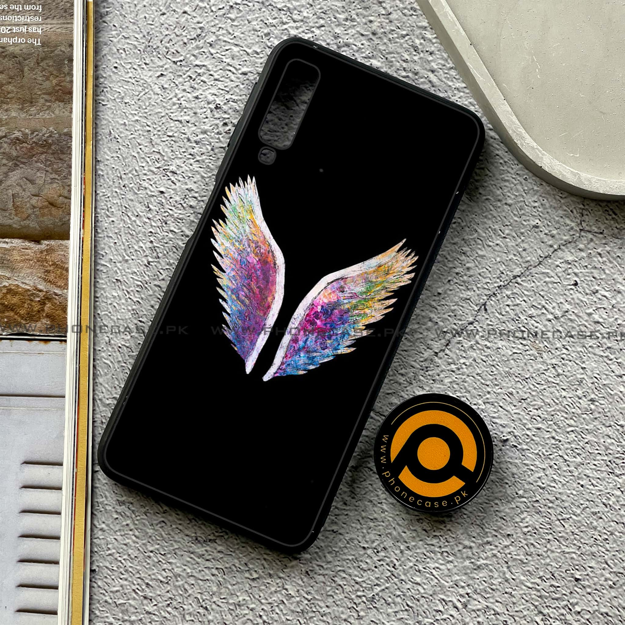 Galaxy A7 2018 - Angel Wings Series - Premium Printed Metal soft Bumper shock Proof Case